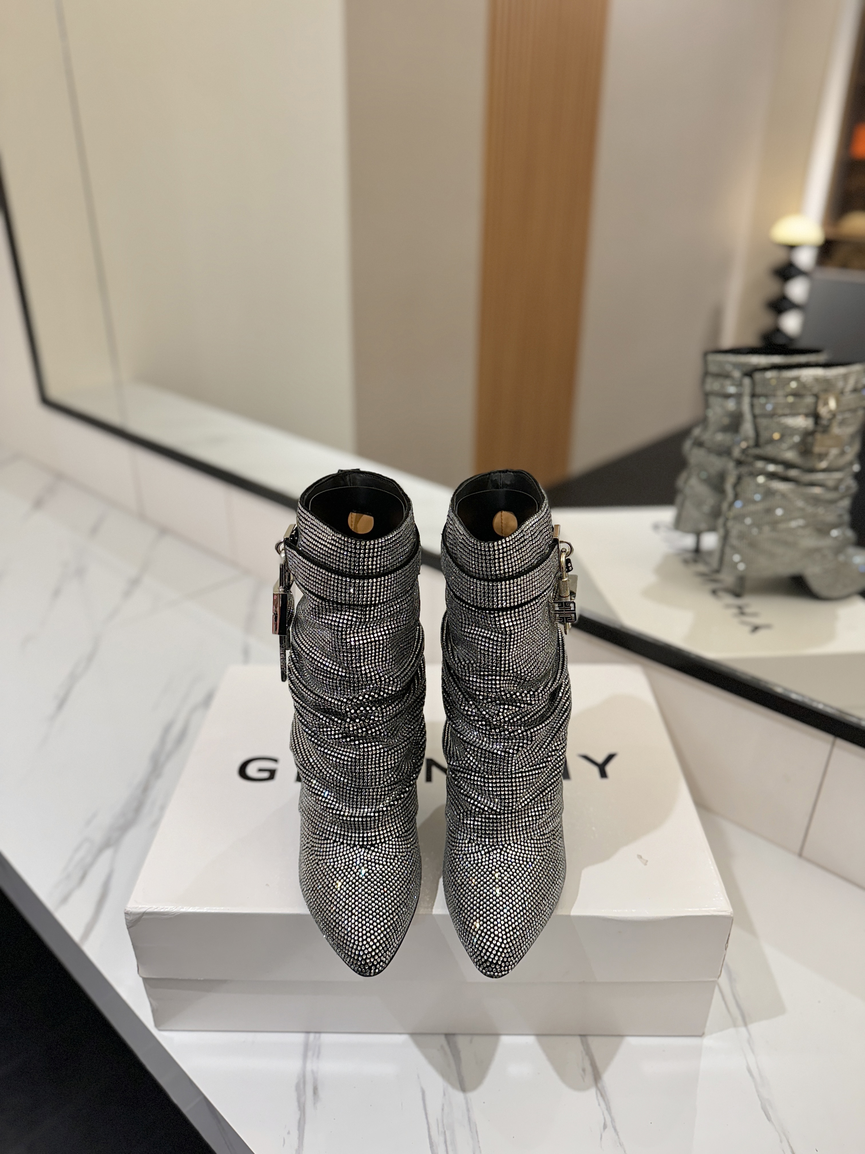 Givenchy Shark Lock Ankle Boots in All-Over Strass