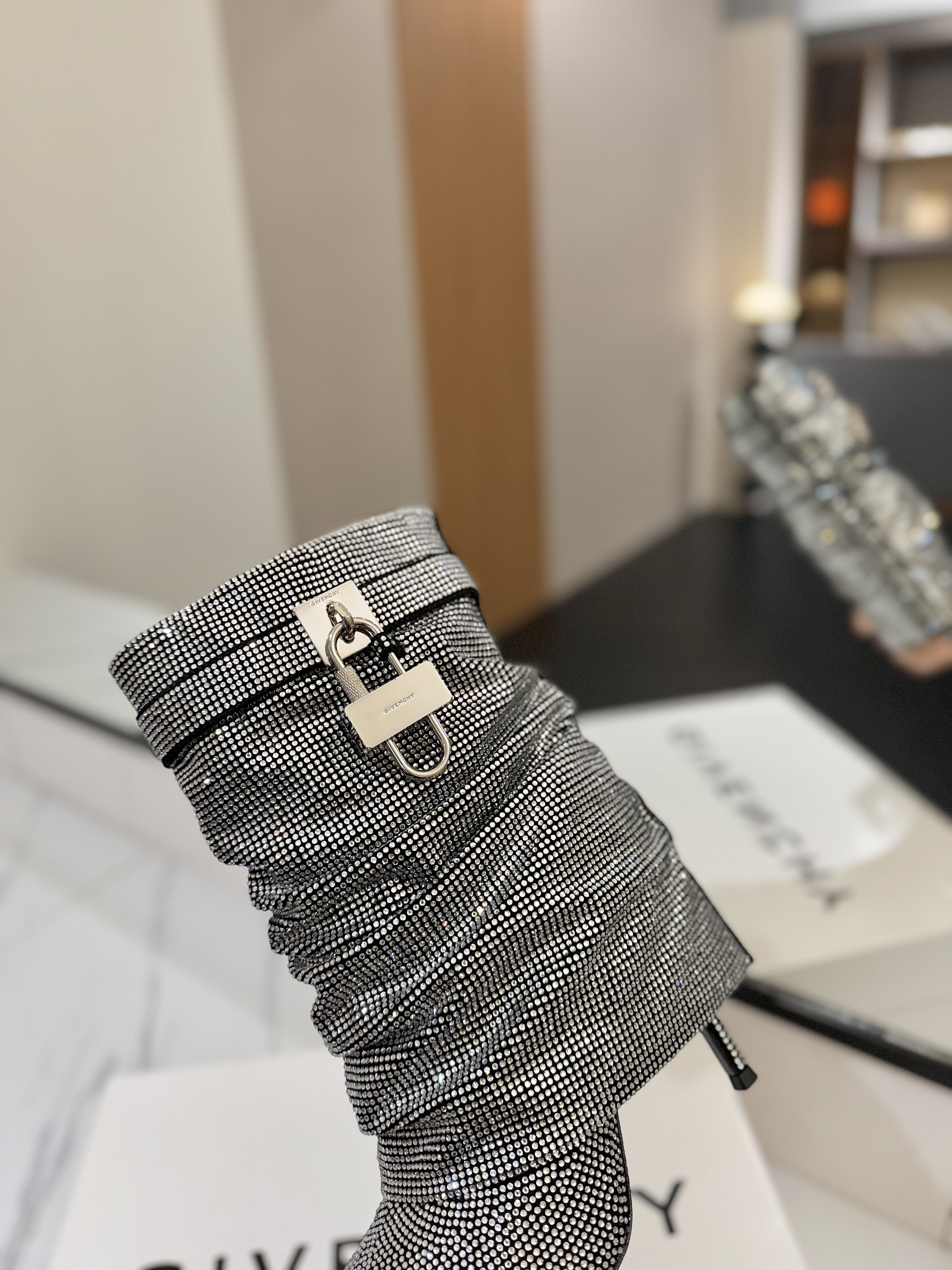 Givenchy Shark Lock Ankle Boots in All-Over Strass