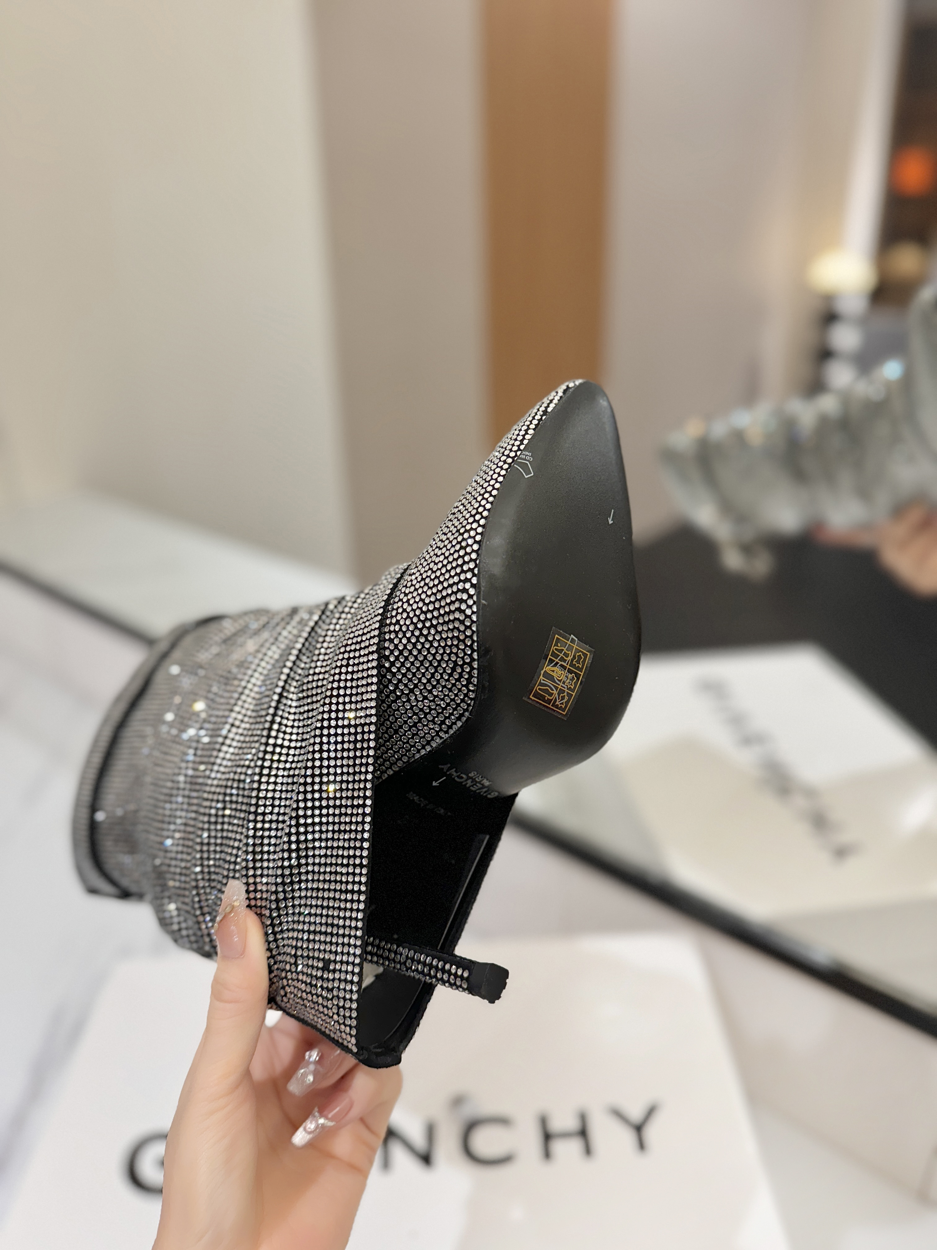 Givenchy Shark Lock Ankle Boots in All-Over Strass