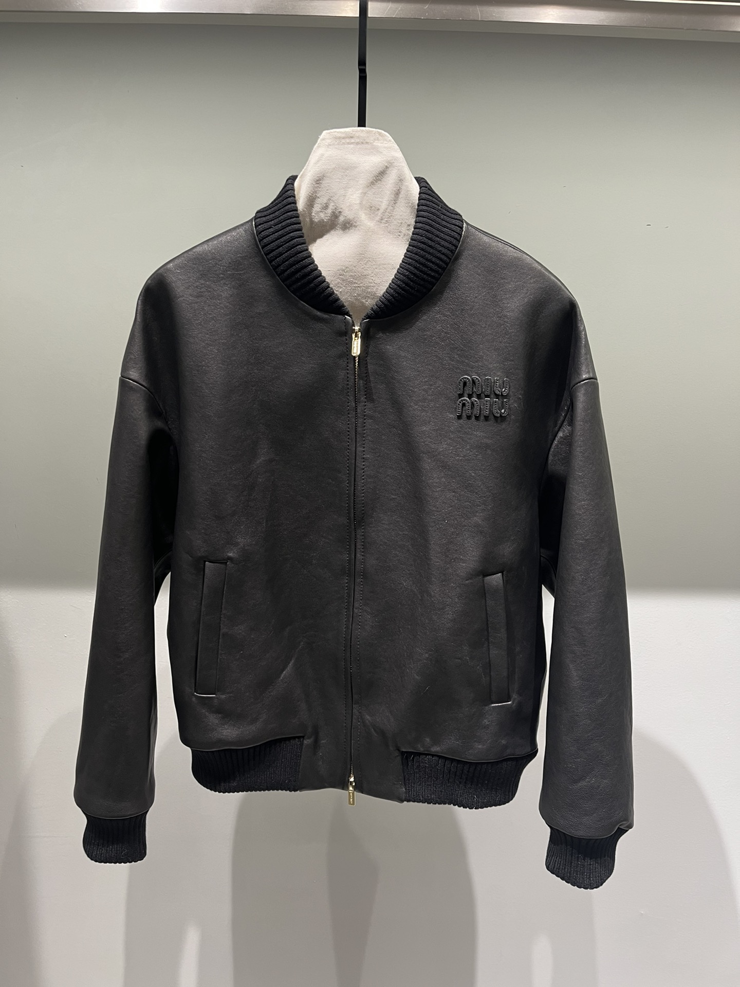 Miu Miu   Sheepskin oversized leather jacket