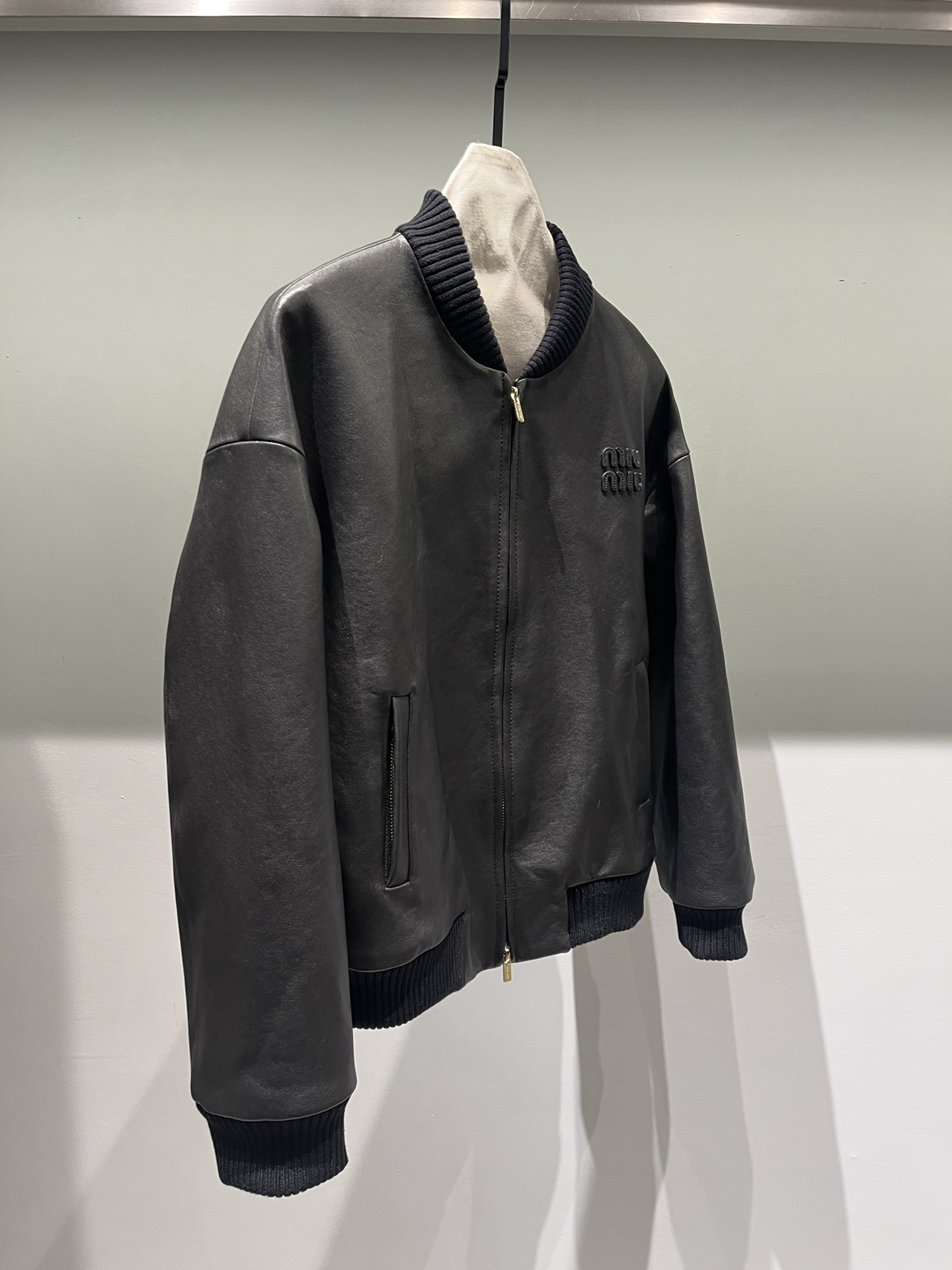 Miu Miu   Sheepskin oversized leather jacket