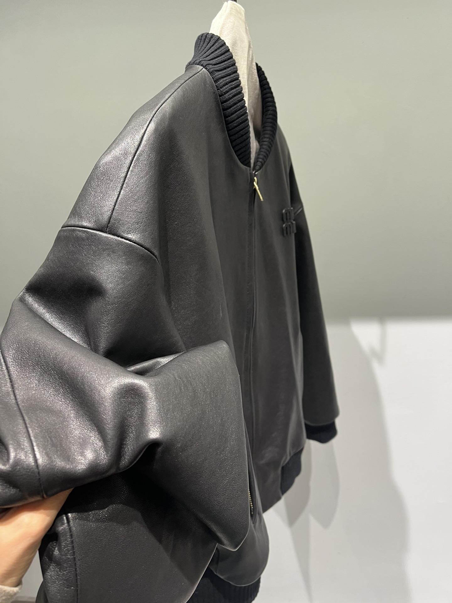 Miu Miu   Sheepskin oversized leather jacket