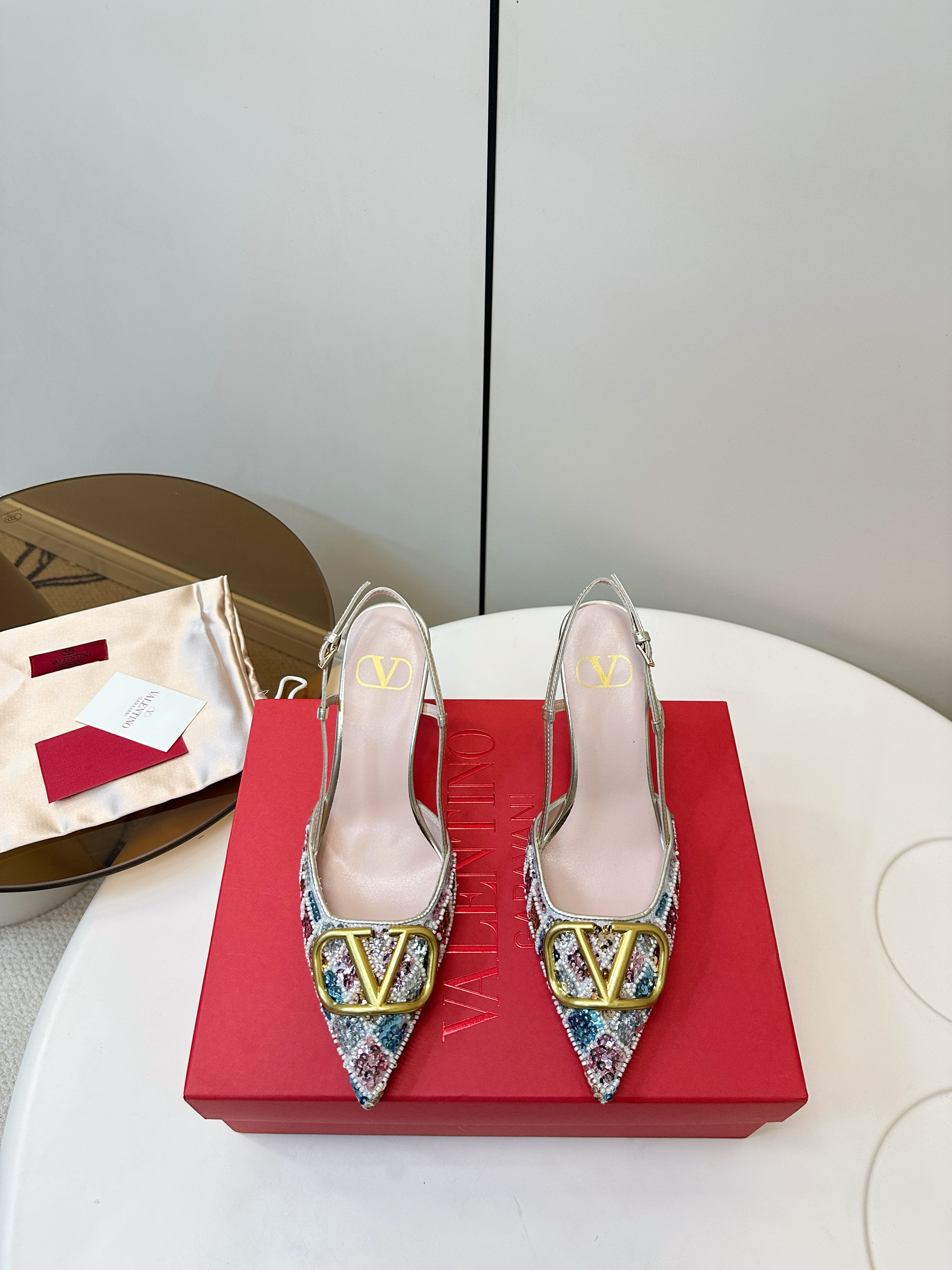 Valentino VT Hand-Stitched Sequined High Heels