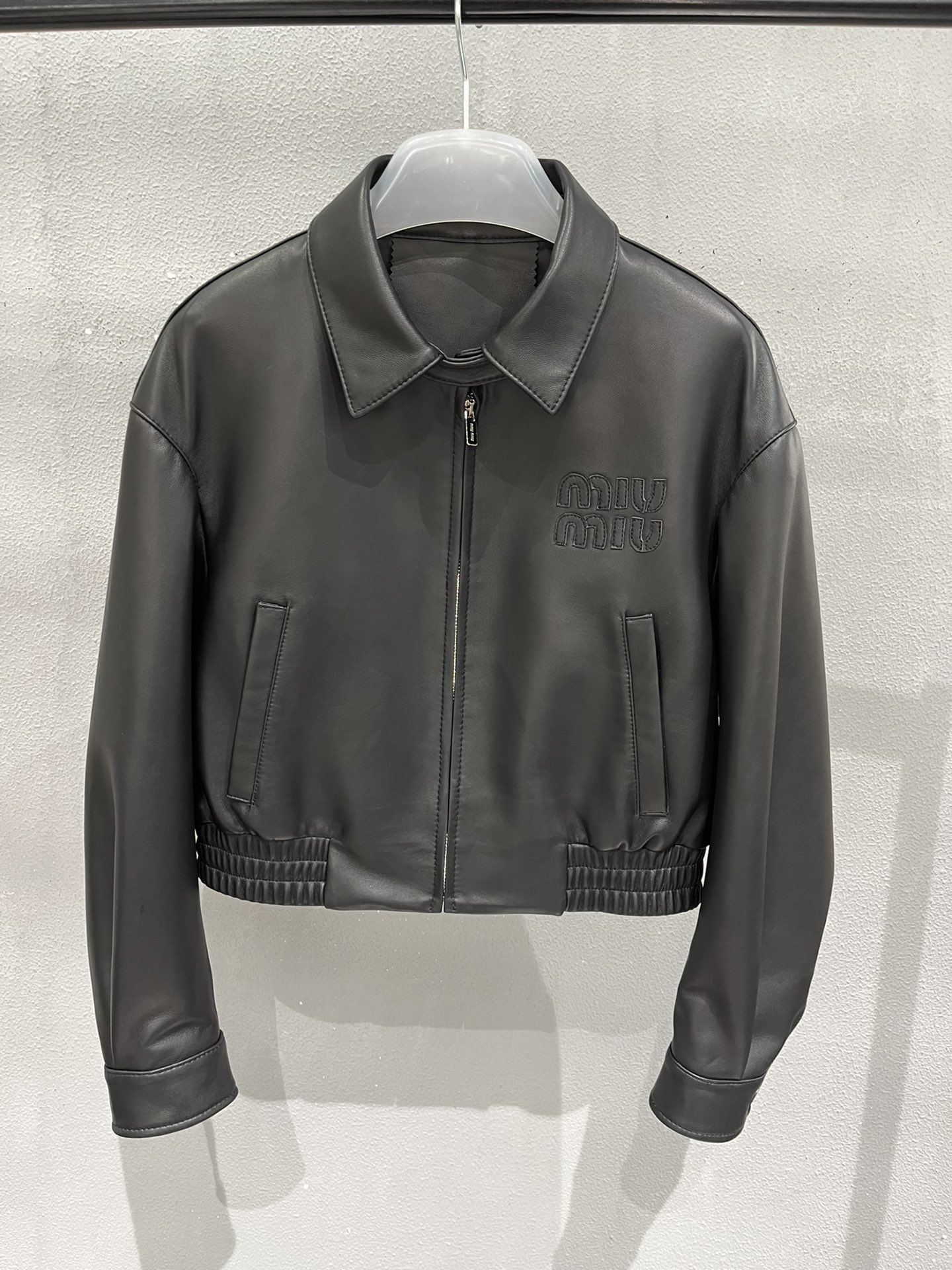 Miu Miu lambskin baseball jacket simple style