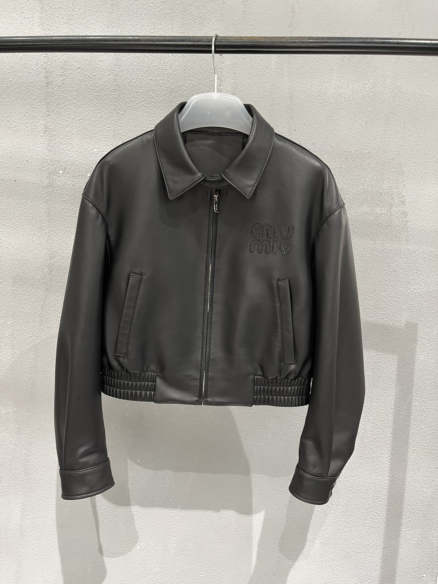 Miu Miu lambskin baseball jacket simple style