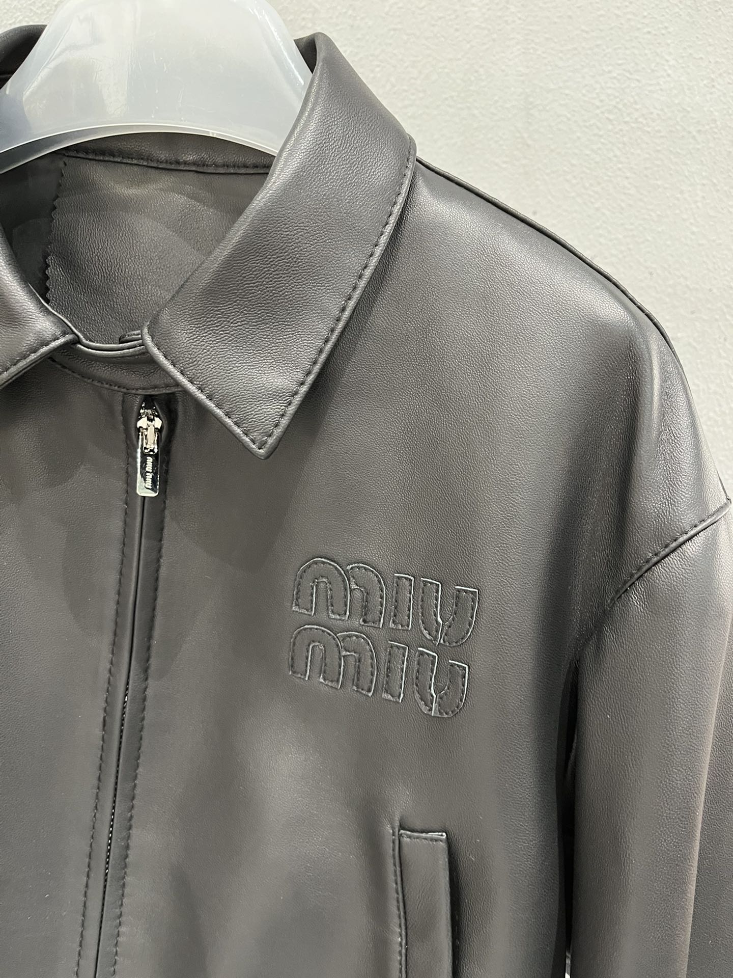Miu Miu lambskin baseball jacket simple style