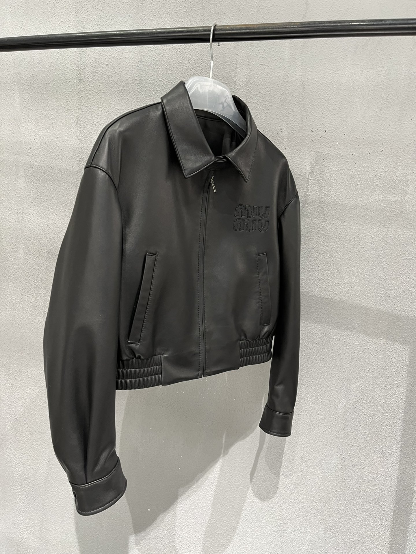 Miu Miu lambskin baseball jacket simple style