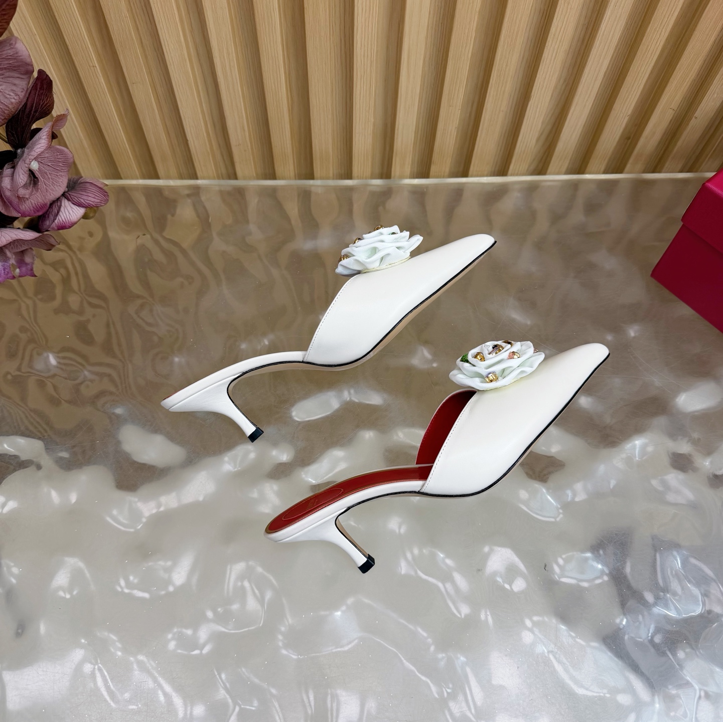 Valentino High-Heel Rose Heart Strap Sandals