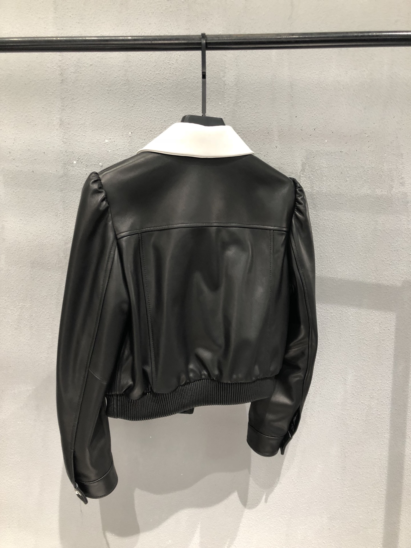 Miu Miu Lambskin Baseball Jacket with Rhinestone Buttons