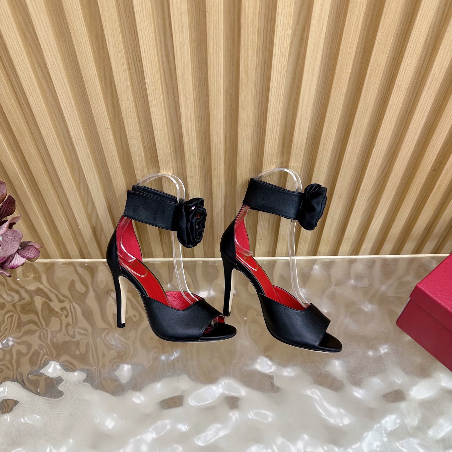 Valentino Garavani Drip Rose Kidskin Sandal with Crystals