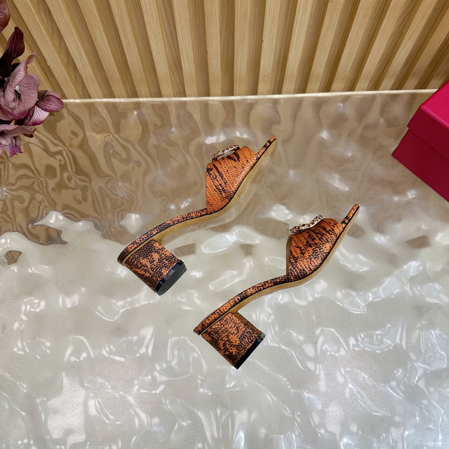 Valentino Garavani VLogo Signature Tiger-Print Crystal Buckle Mule