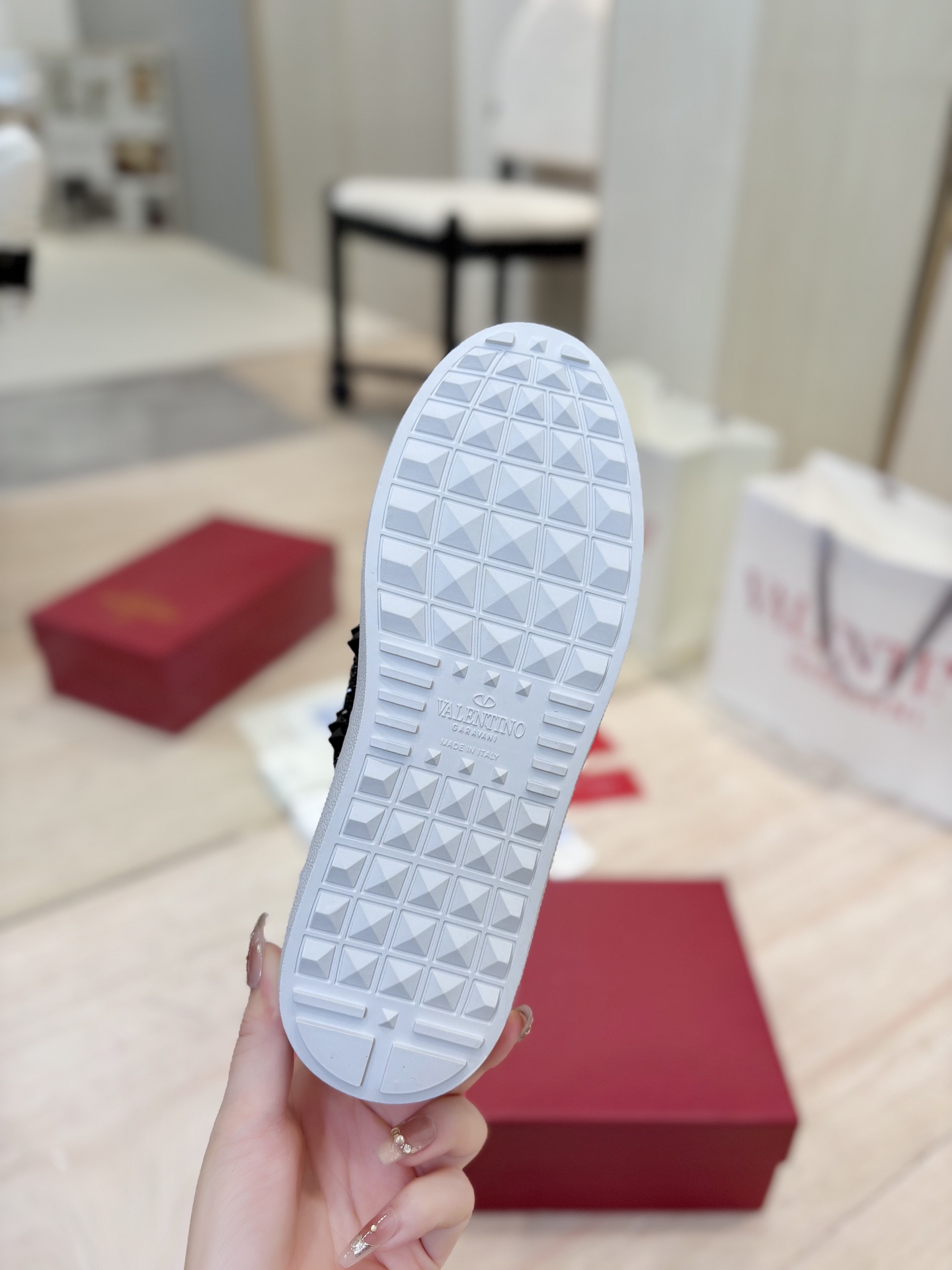 Valentino GARAVANI OPEN DISCO Studded Chunky-Sole Casual Sneakers