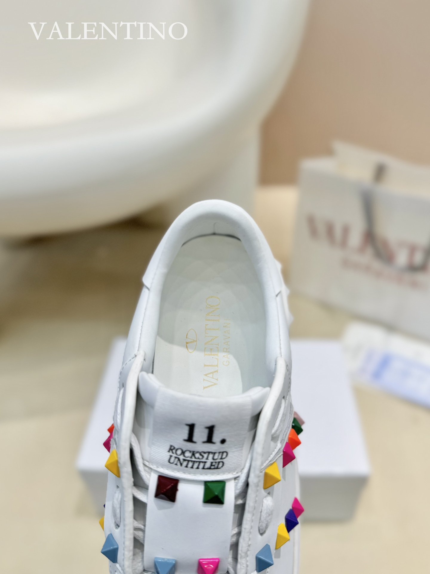 Valentino Spring/Summer Chunky-Soled Studded Sneakers in White