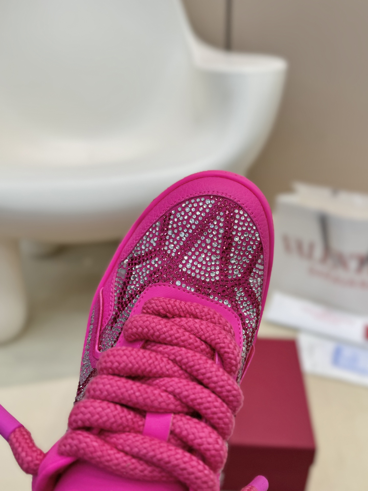 Valentino Garavani Single Stud Oversized Crystal Couple's Platform Sneakers