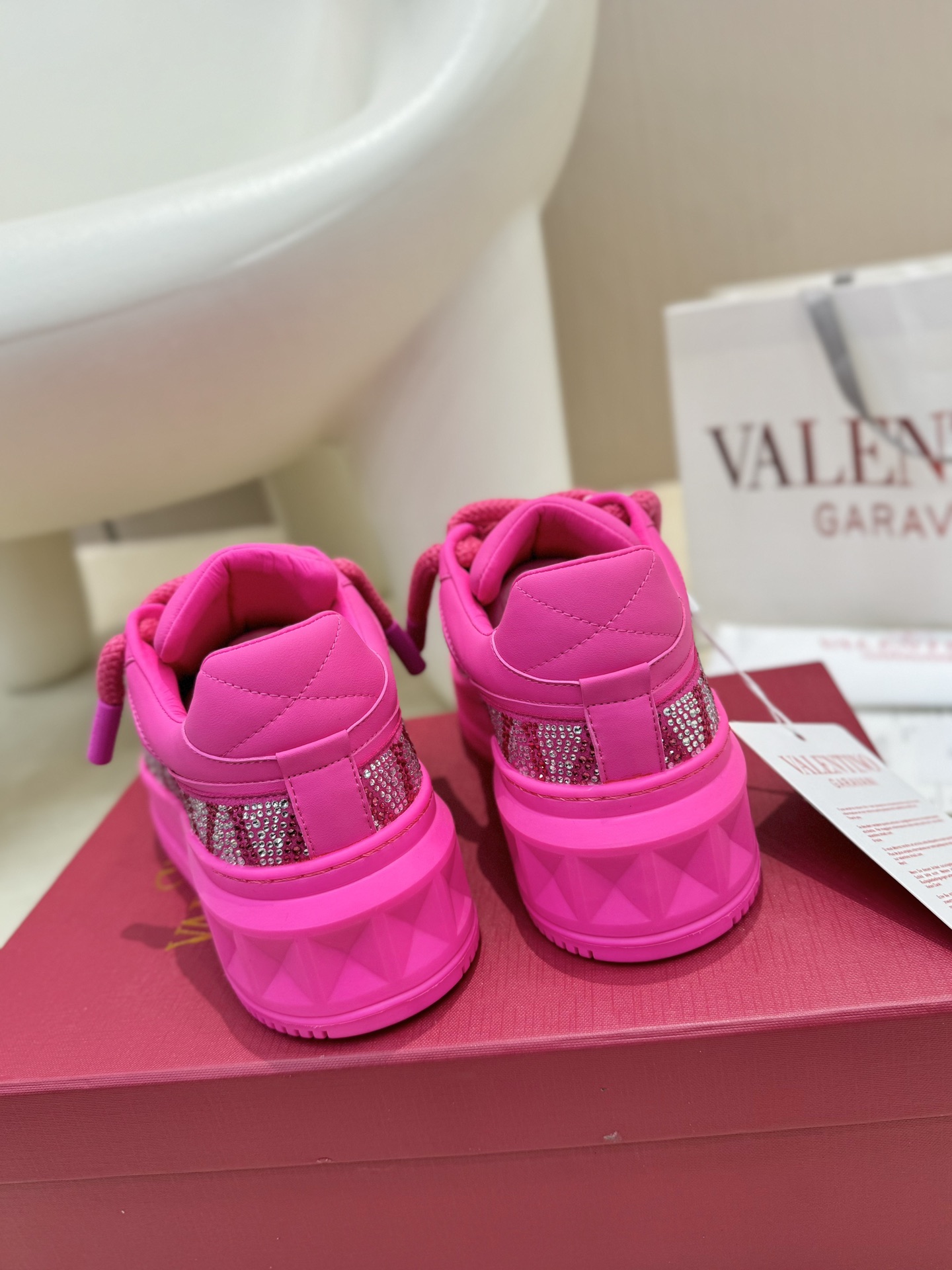 Valentino Garavani Single Stud Oversized Crystal Couple's Platform Sneakers