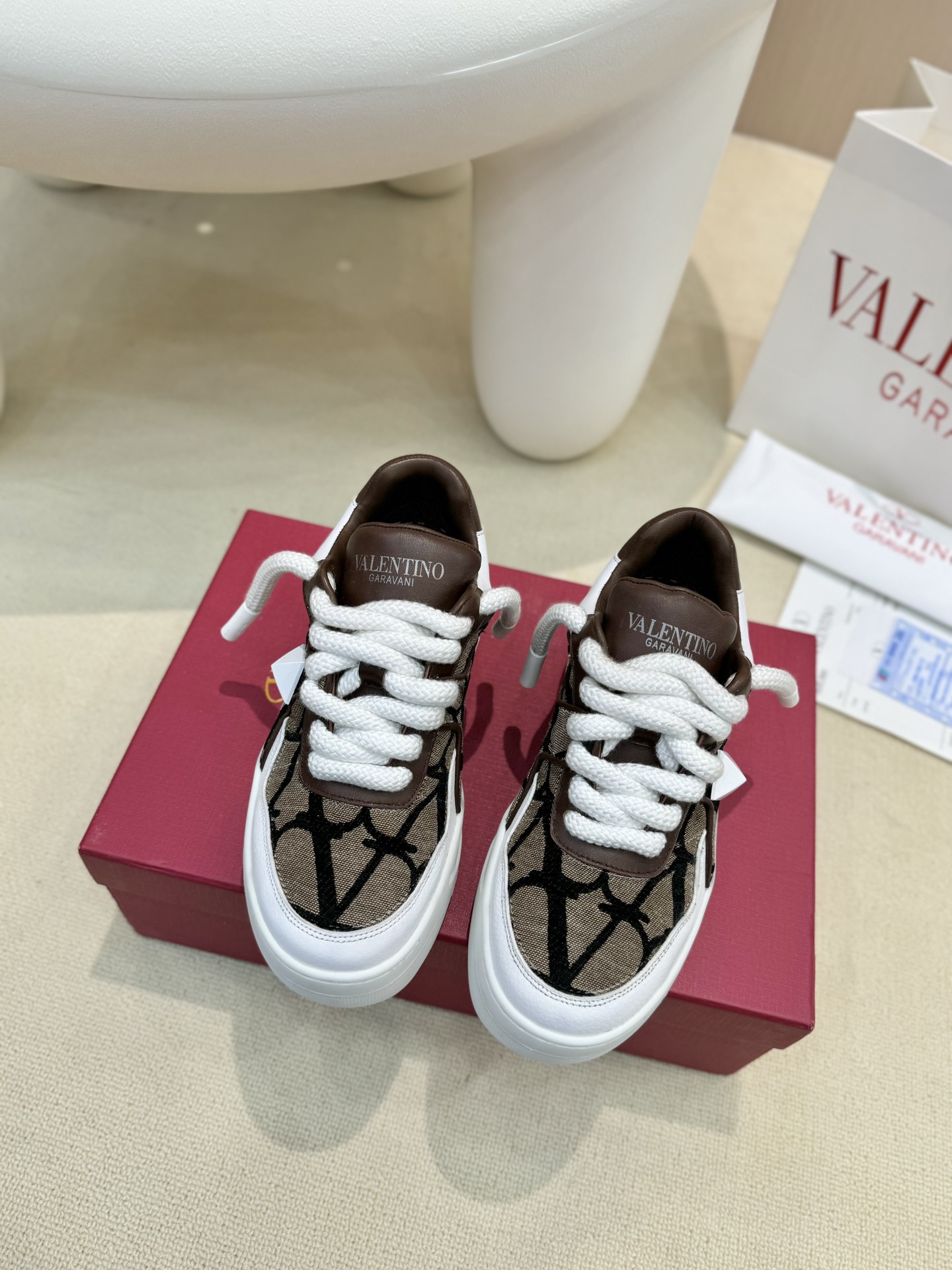 Valentino Out Stud Chunky Lace-Up Sneakers for Couples