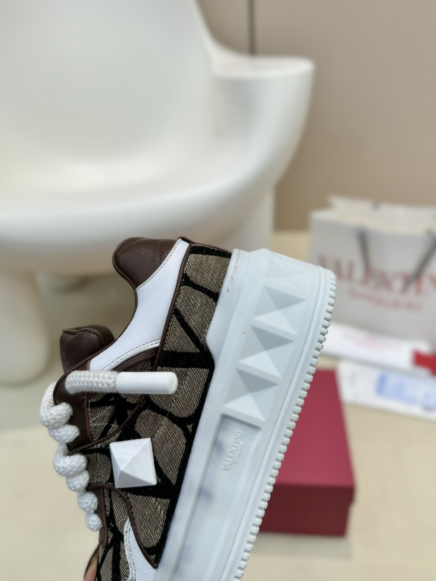 Valentino Out Stud Chunky Lace-Up Sneakers for Couples