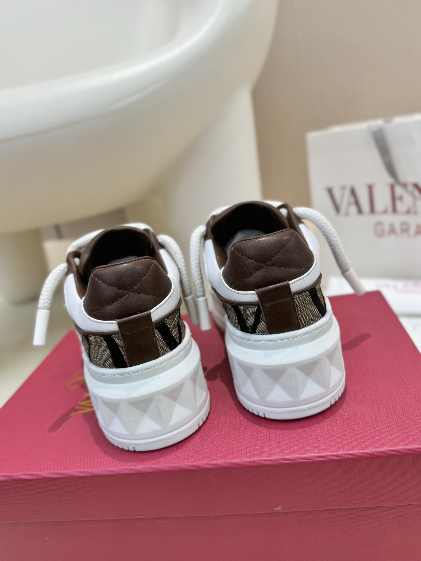 Valentino Out Stud Chunky Lace-Up Sneakers for Couples
