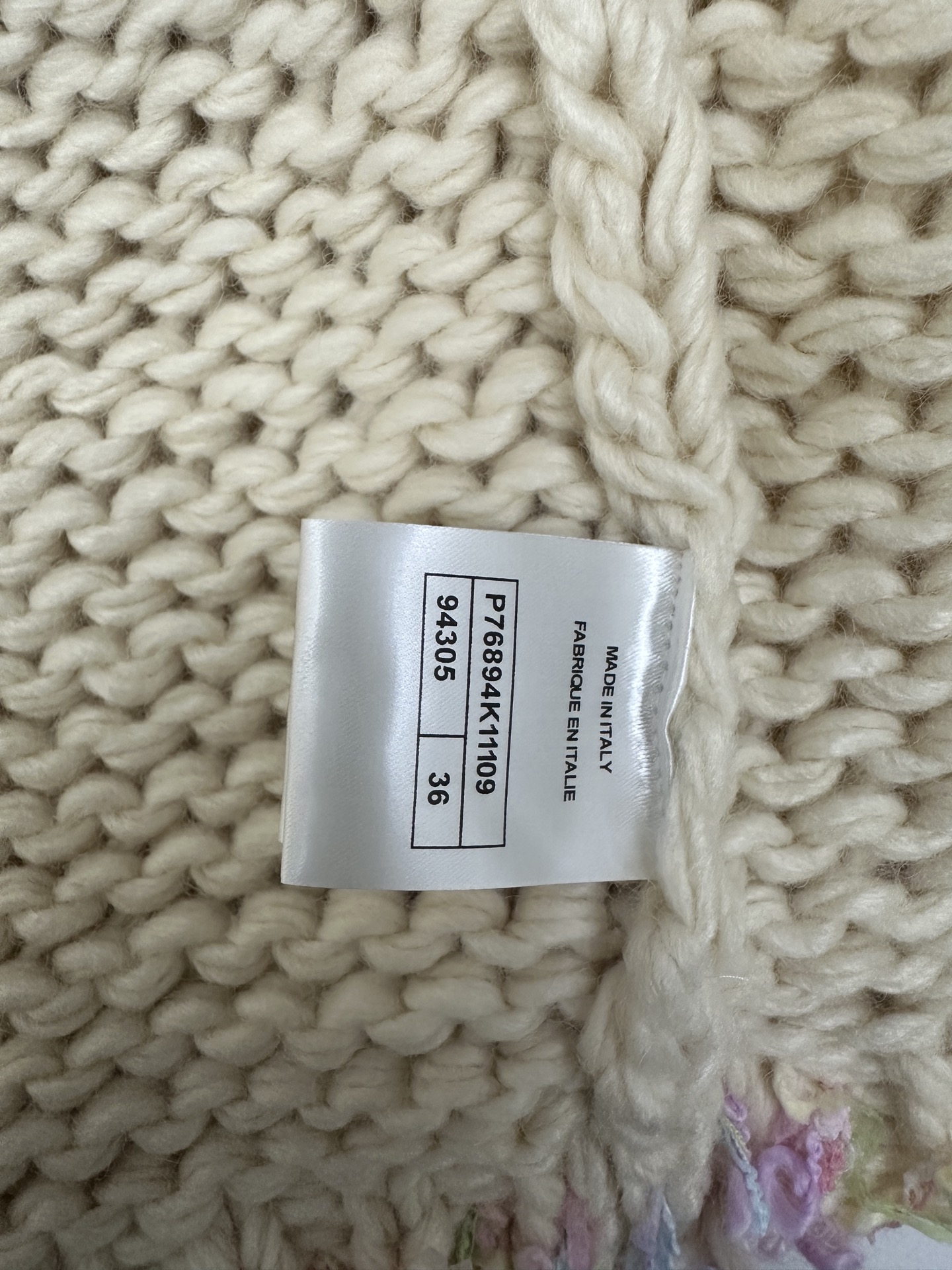 Chanel Colorful Fringe Trim/Pearl Buttons Cream Chunky Knit Cardigan