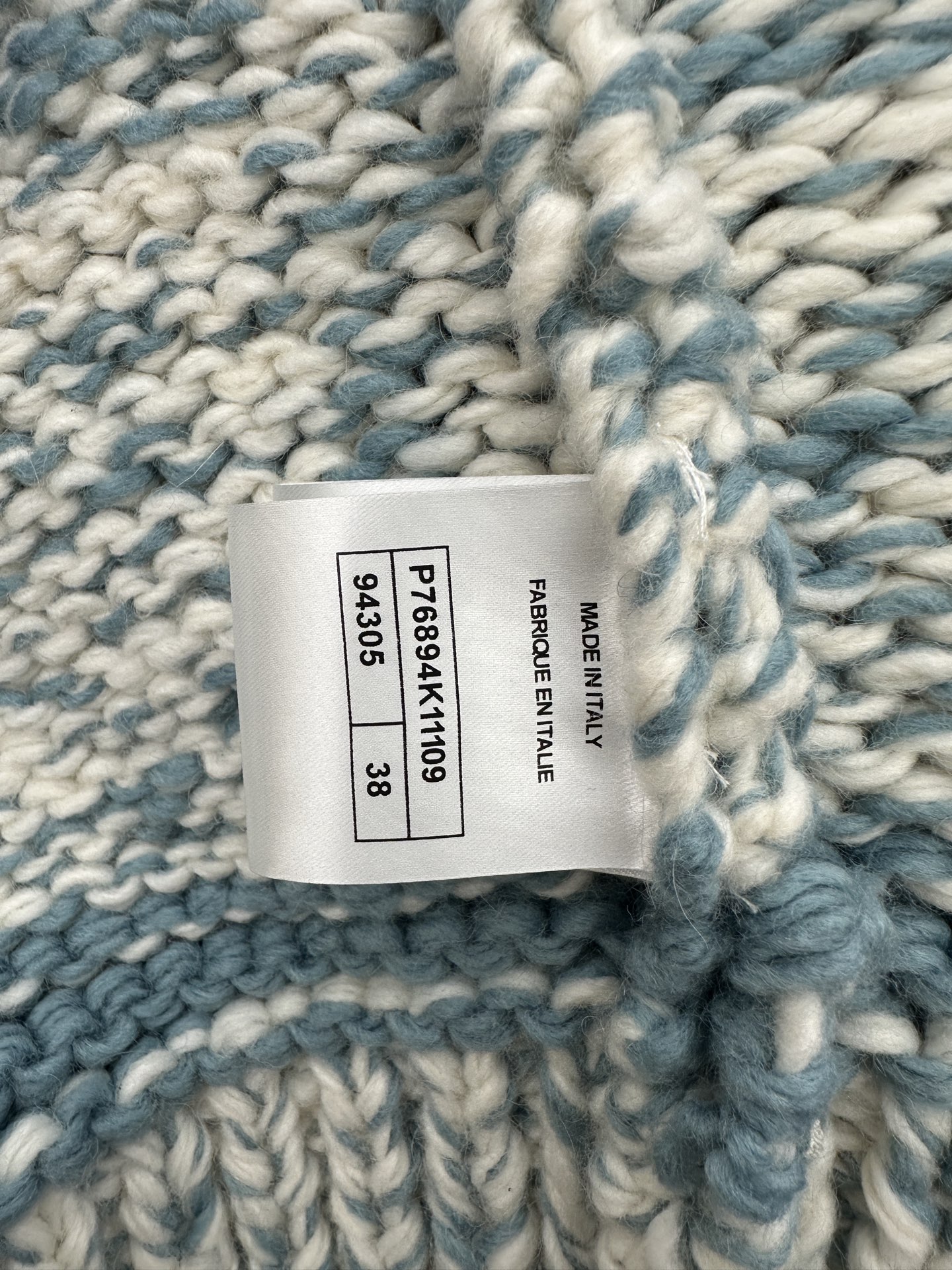 Chanel Blue-White Gradient Stripes/Double C Patch Zippered Chunky Knit Cardigan