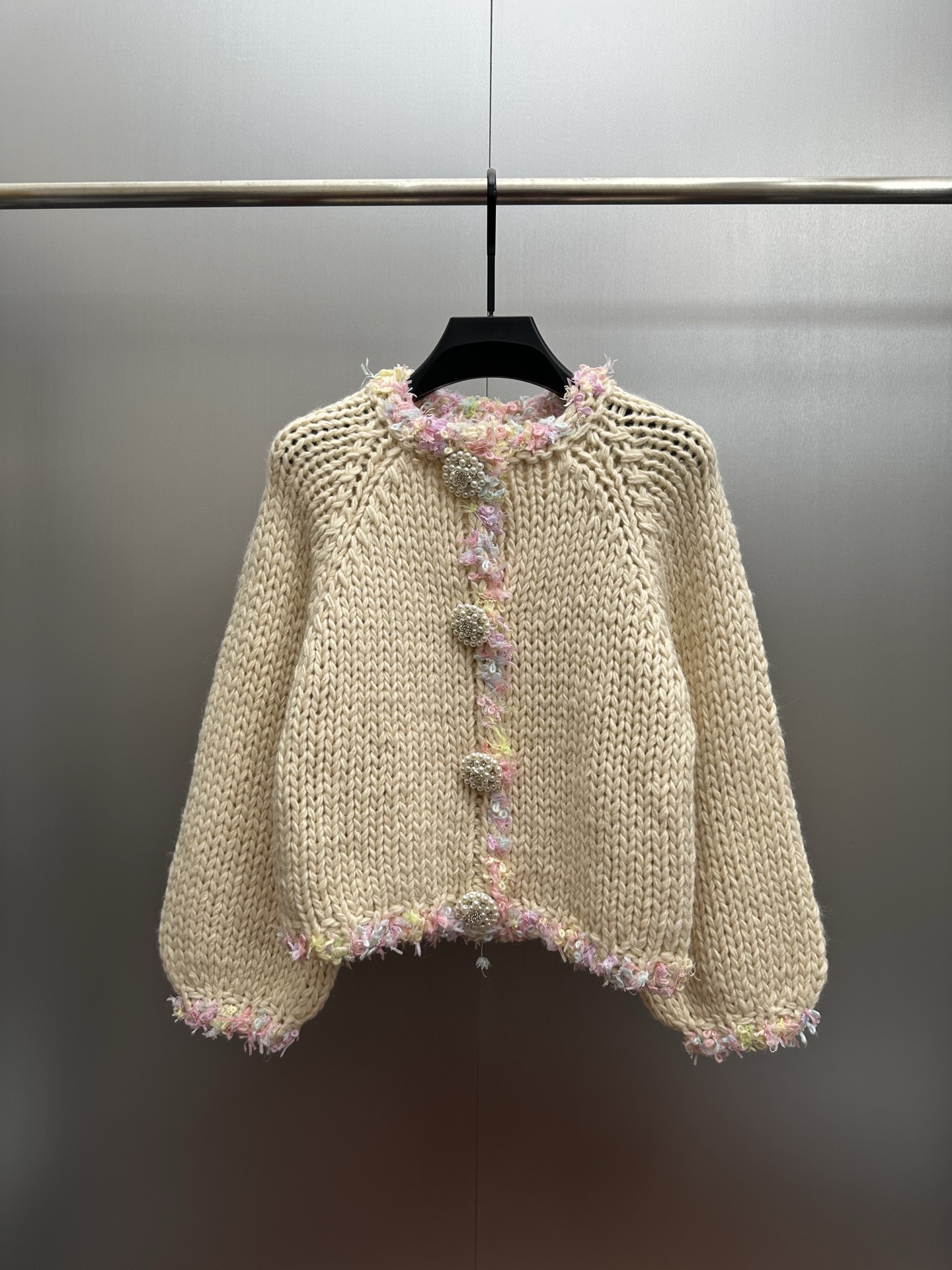 Chanel High-End Chunky Knit Hollow Out Heavy Diamond Button Women's Casual Cardigan Coat