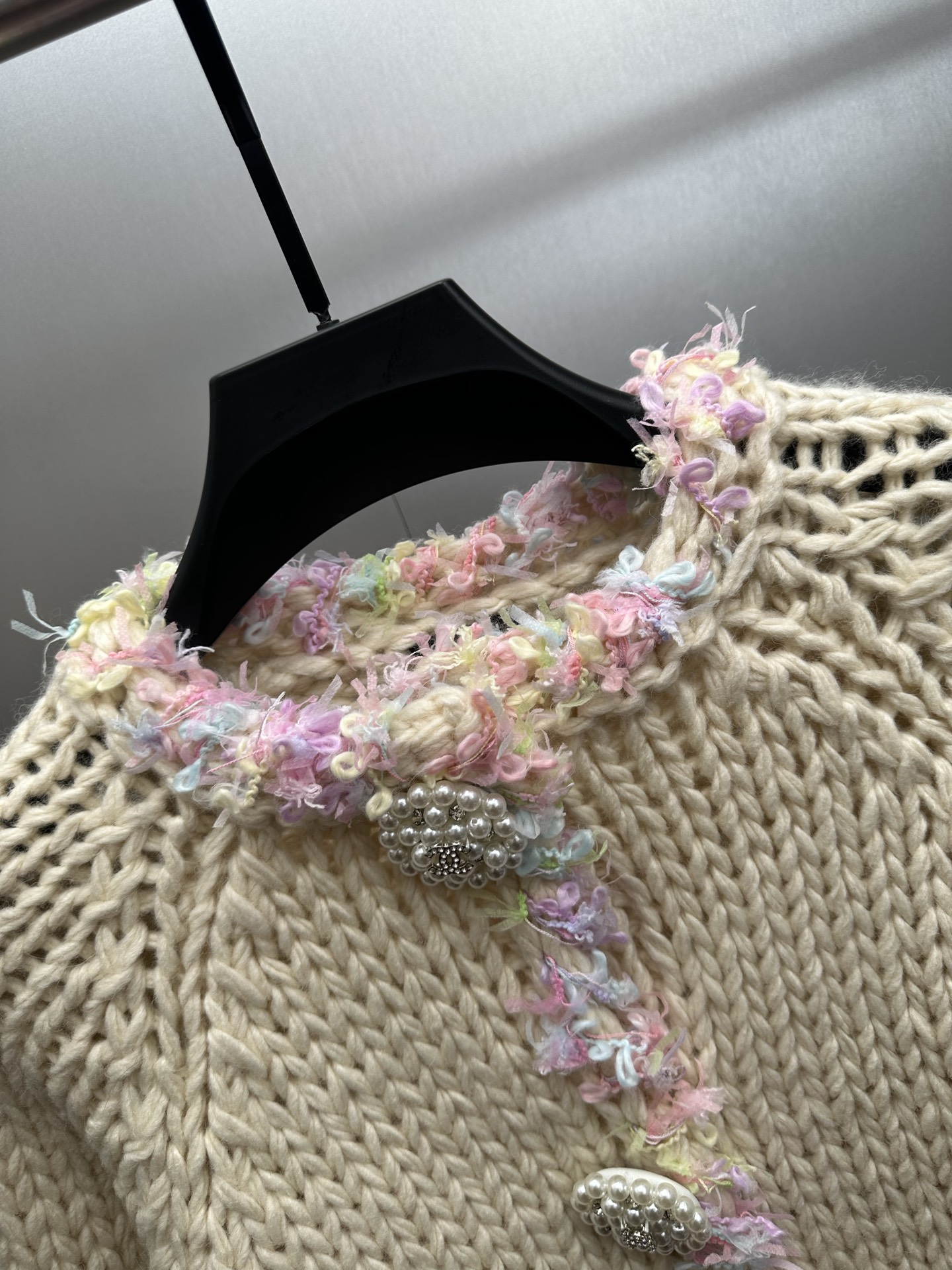 Chanel High-End Chunky Knit Hollow Out Heavy Diamond Button Women's Casual Cardigan Coat