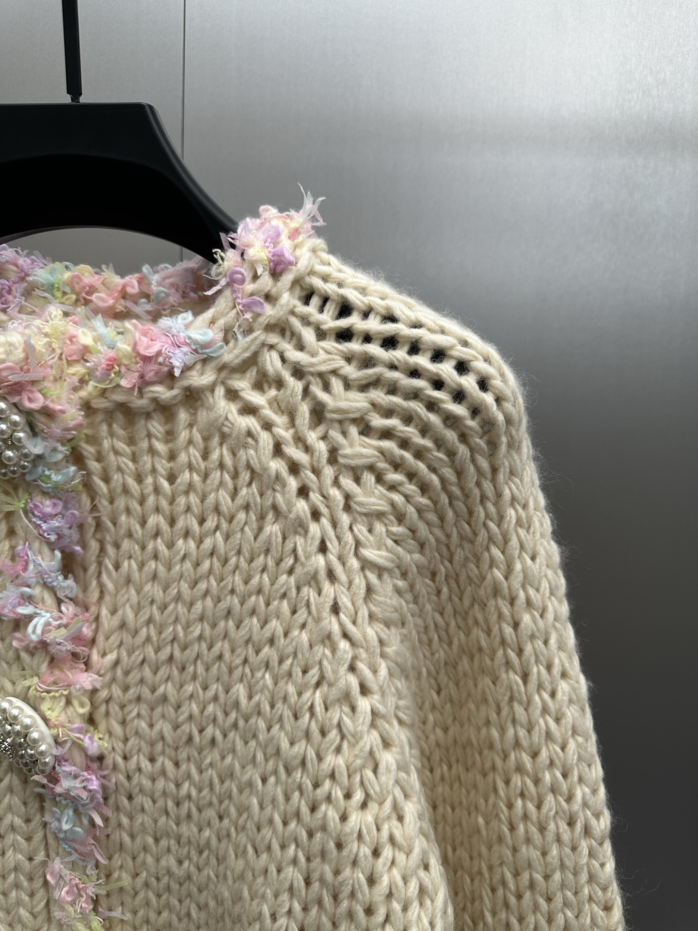 Chanel High-End Chunky Knit Hollow Out Heavy Diamond Button Women's Casual Cardigan Coat