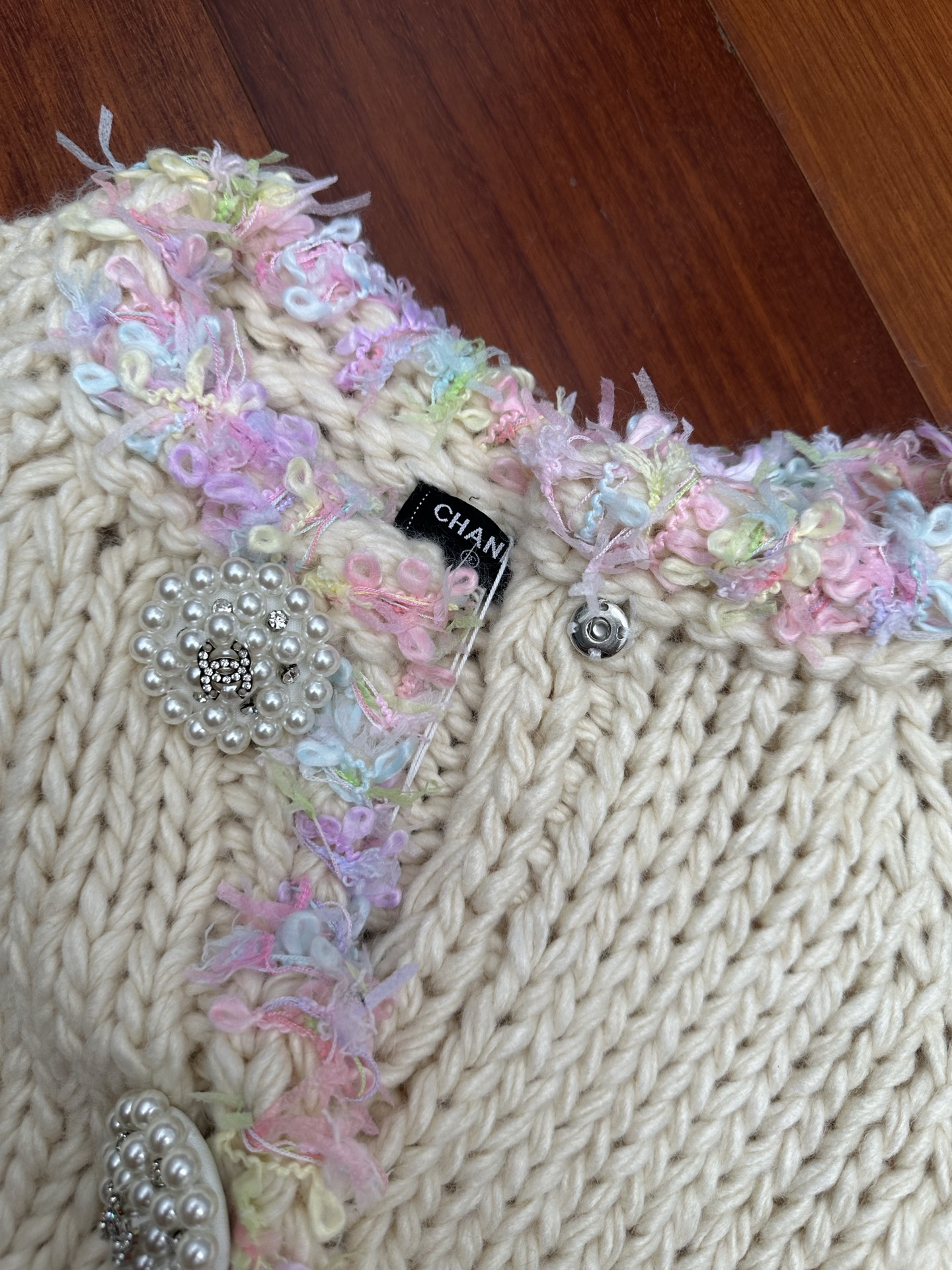 Chanel High-End Chunky Knit Hollow Out Heavy Diamond Button Women's Casual Cardigan Coat