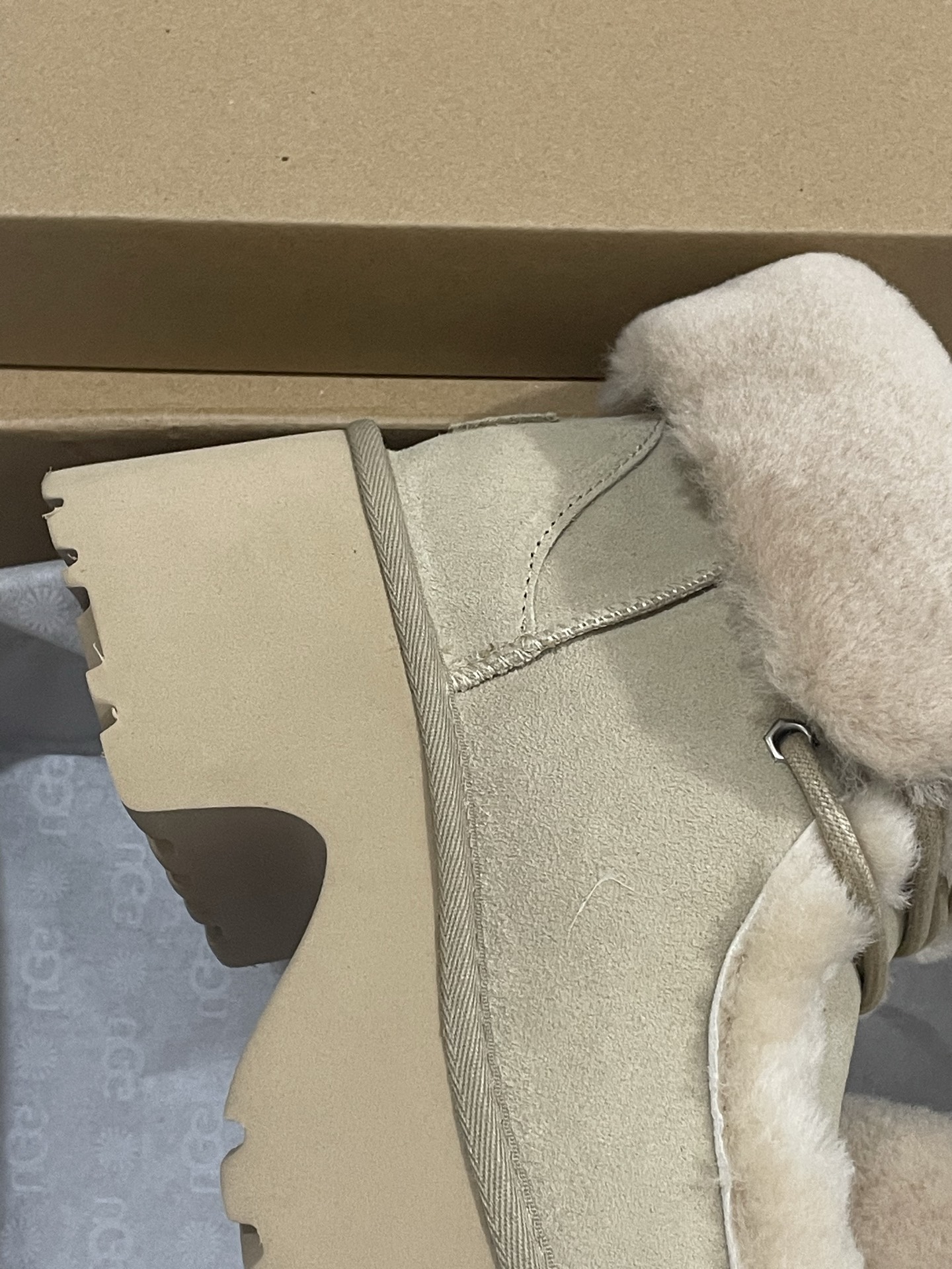 UGG Sheepskin Fur Thick-Sole Elevated Furry Lace-Up Women's Snow Boots