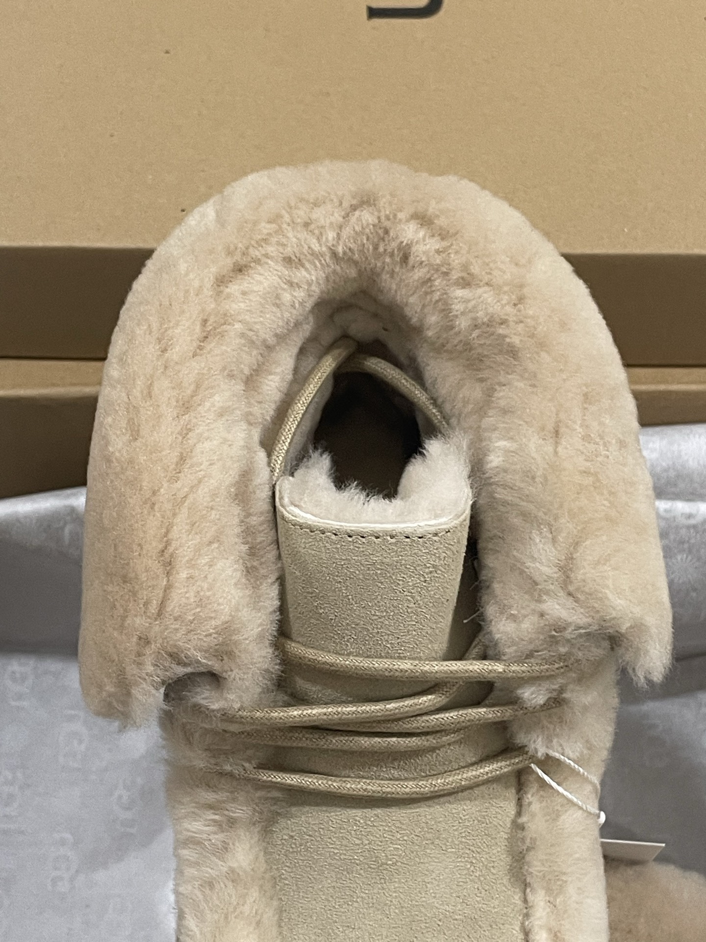 UGG Sheepskin Fur Thick-Sole Elevated Furry Lace-Up Women's Snow Boots