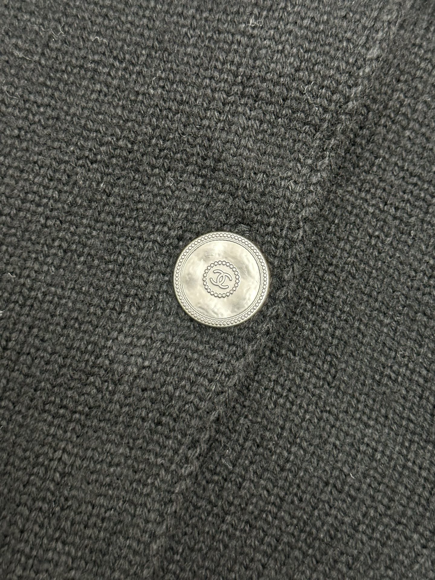 Chanel Round Neck Knit Cardigan with Cuff Zipper Detail & Logo Buttons