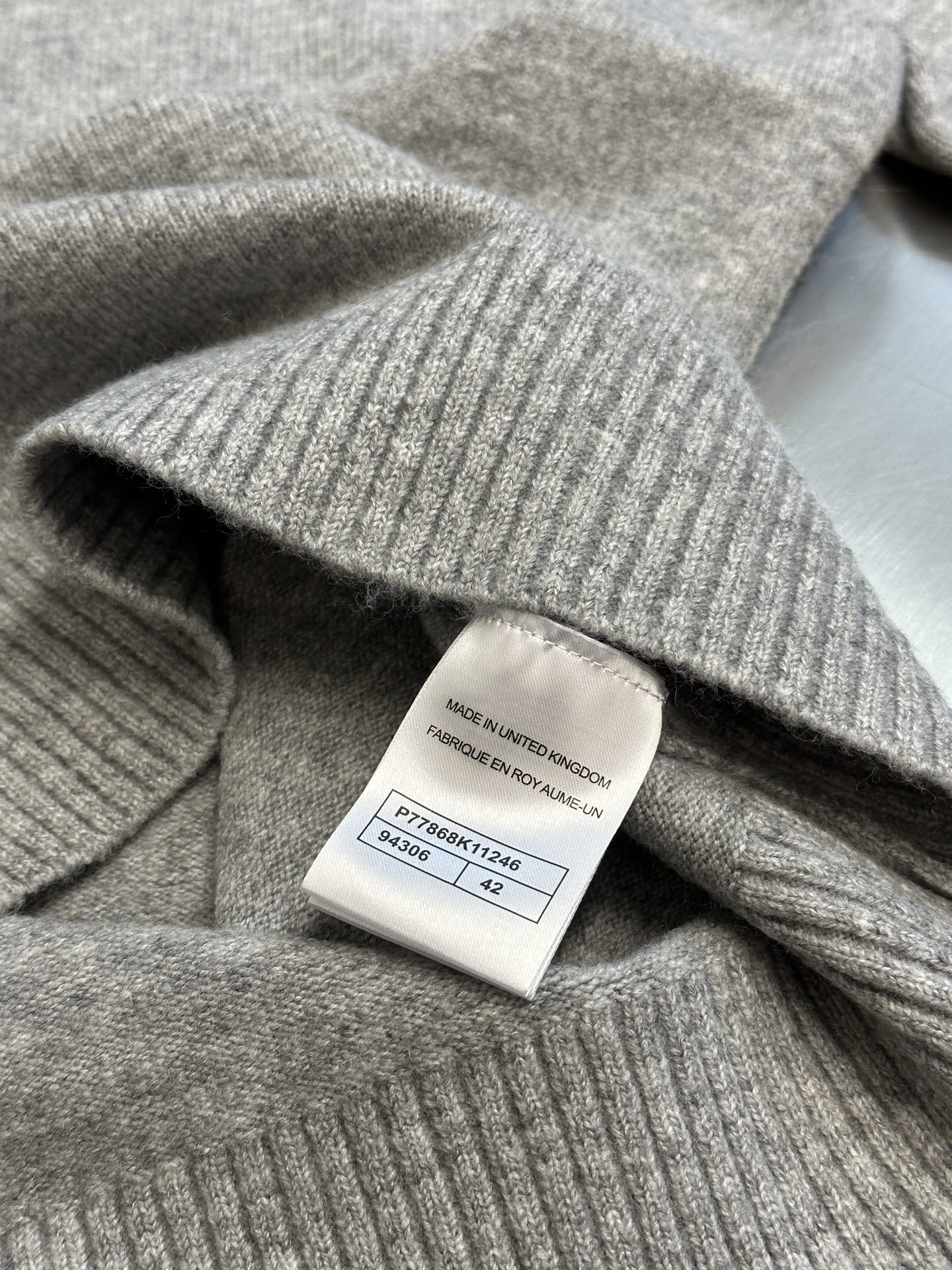 Chanel Round Neck Knit Sweater with Shoulder Stud Detail & Ribbed Panel