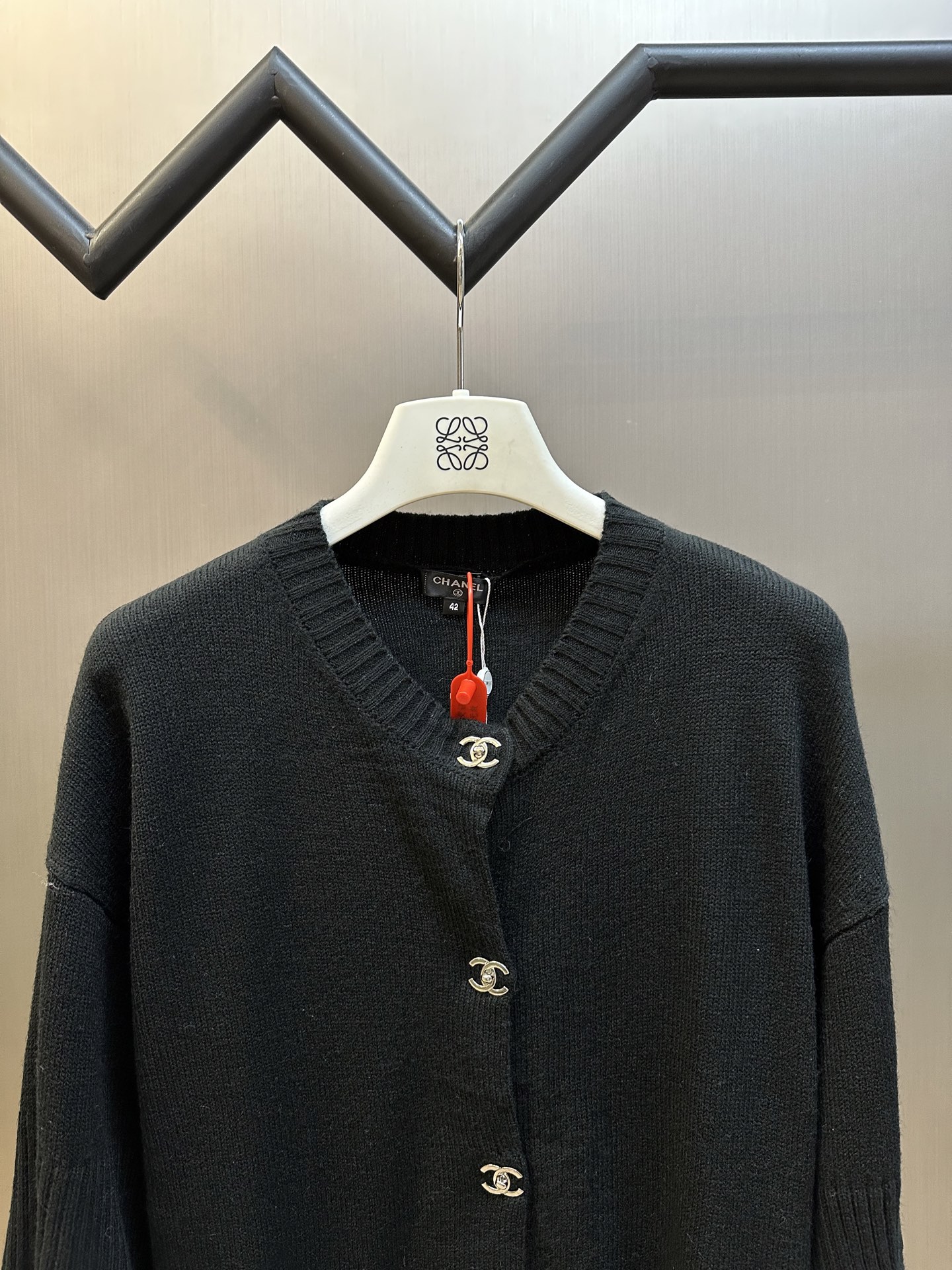 Chanel V-Neck Knit Cardigan with Double C Button Detail & Oversized Fit