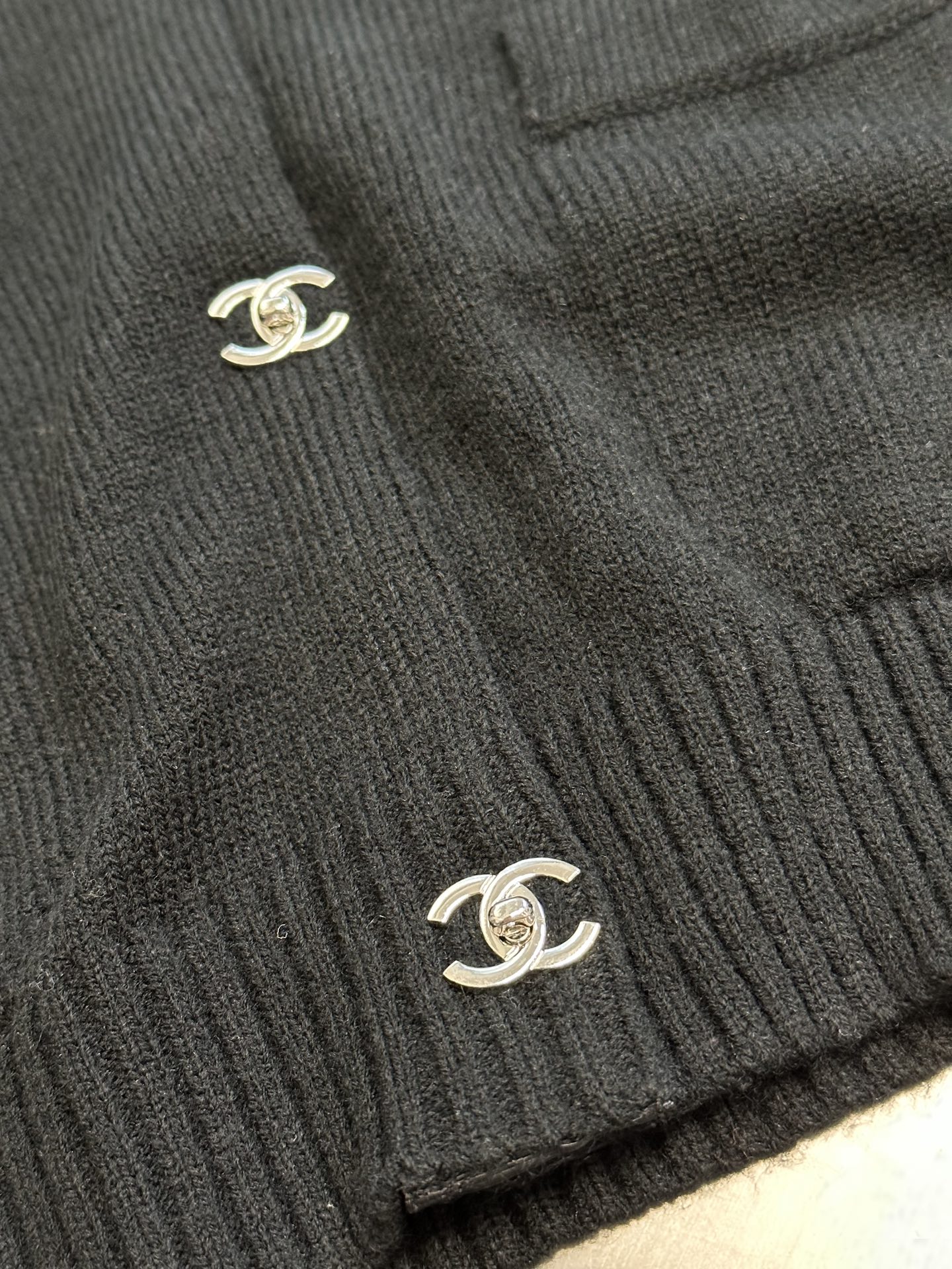 Chanel V-Neck Knit Cardigan with Double C Button Detail & Oversized Fit