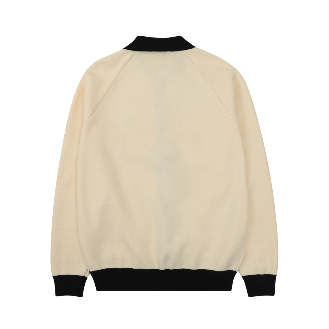 Chanel Contrast Panel  Double C Embroidered Collared Knit Cardigan