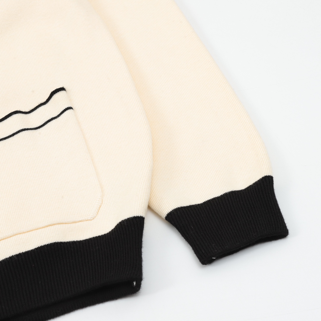 Chanel Contrast Panel  Double C Embroidered Collared Knit Cardigan