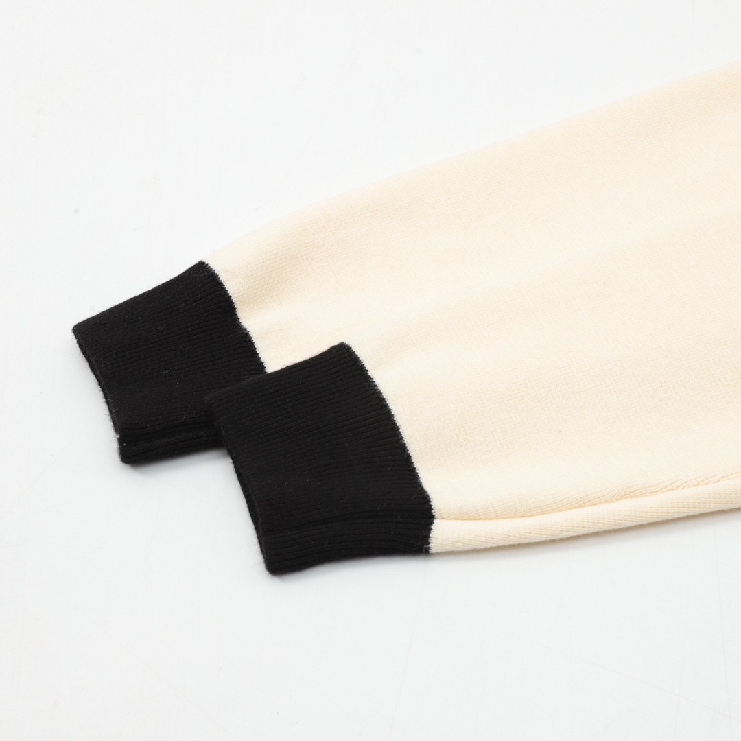 Chanel Contrast Panel  Double C Embroidered Collared Knit Cardigan