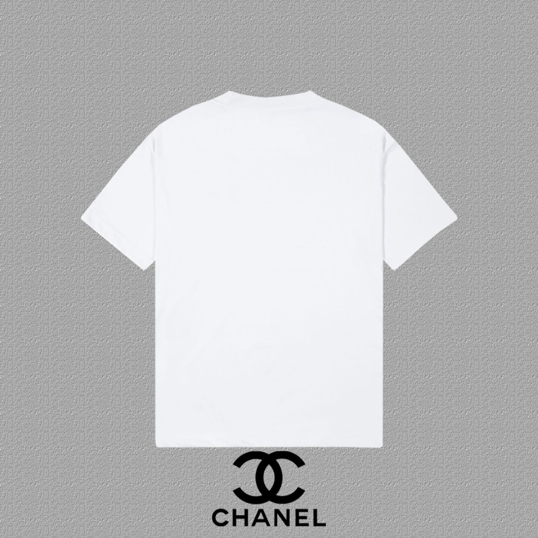 Chanel Crew Neck Short-Sleeve T-Shirt with Double C Logo Print