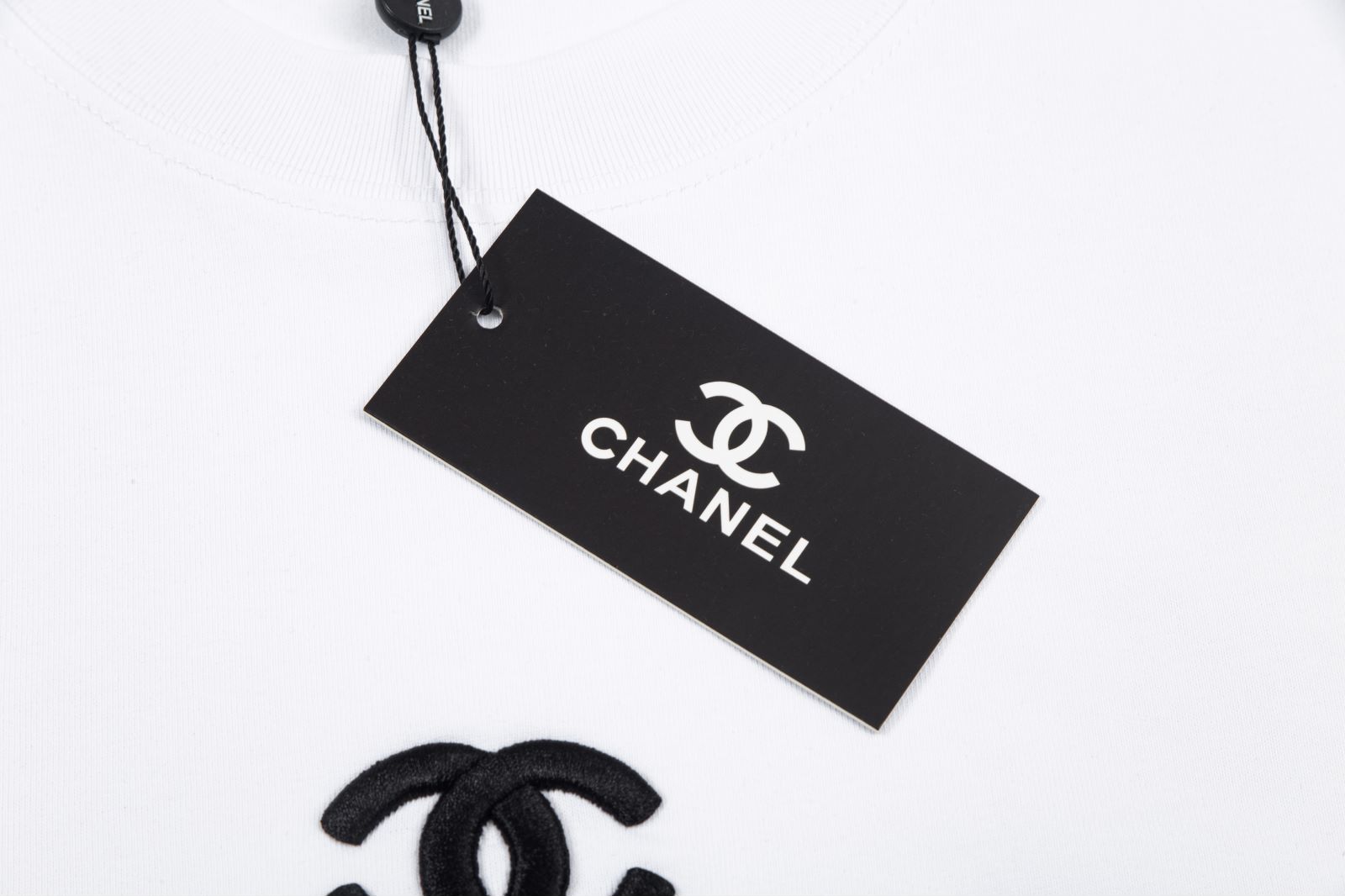 Chanel Crew Neck Short-Sleeve T-Shirt with Double C Logo Print