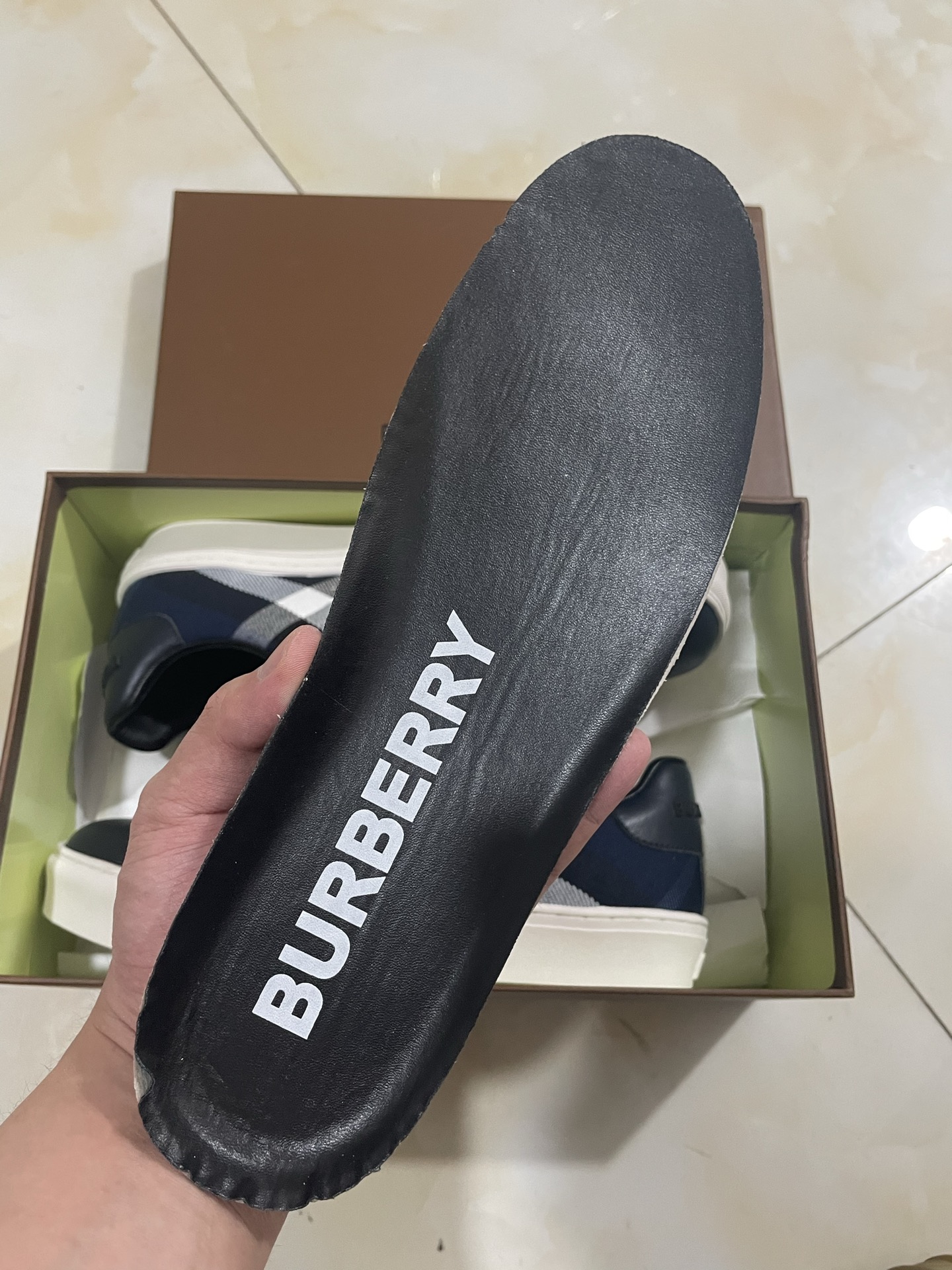 Burberry Check Terrace Navy Check Casual Sneakers