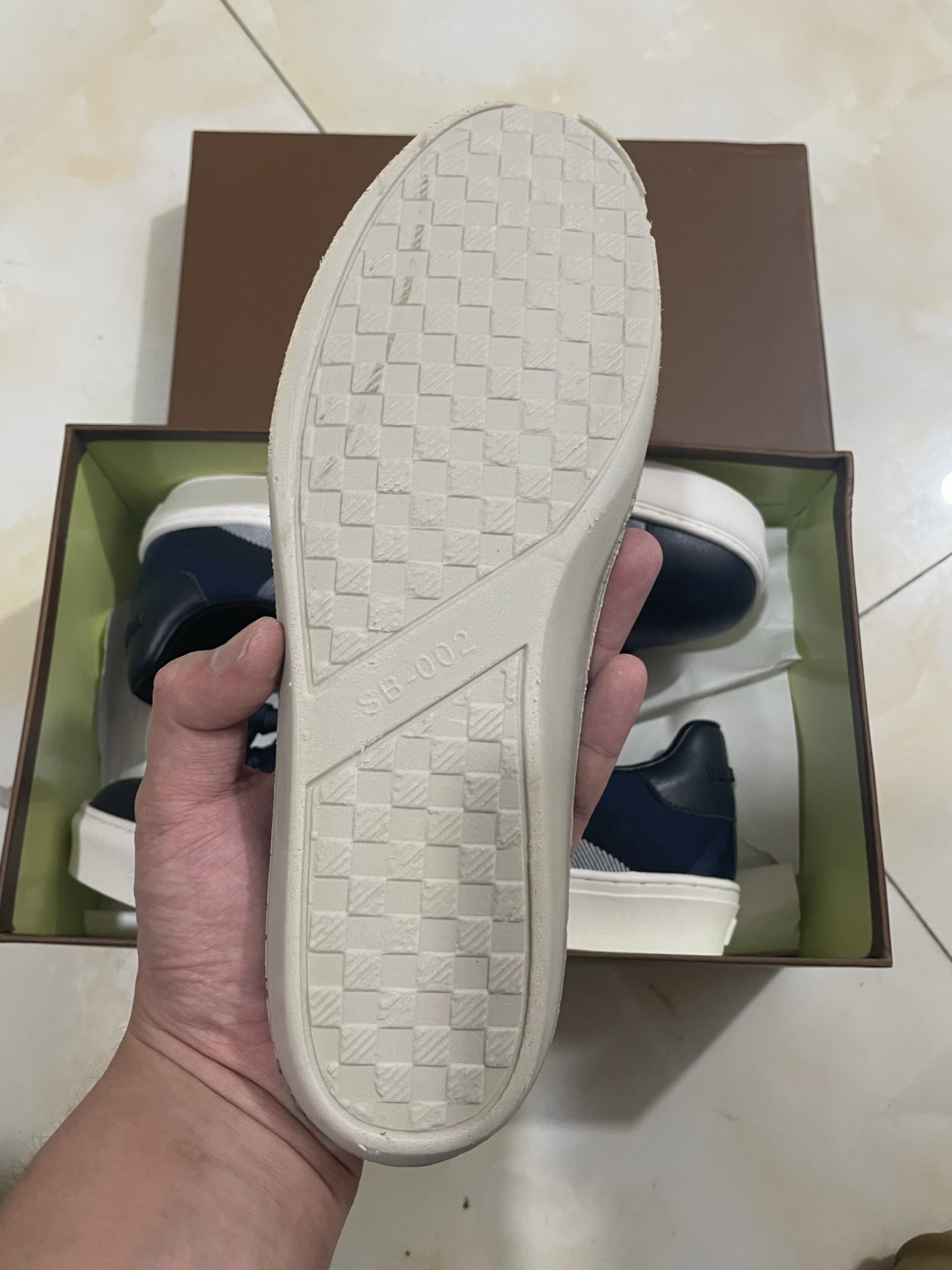 Burberry Check Terrace Navy Check Casual Sneakers