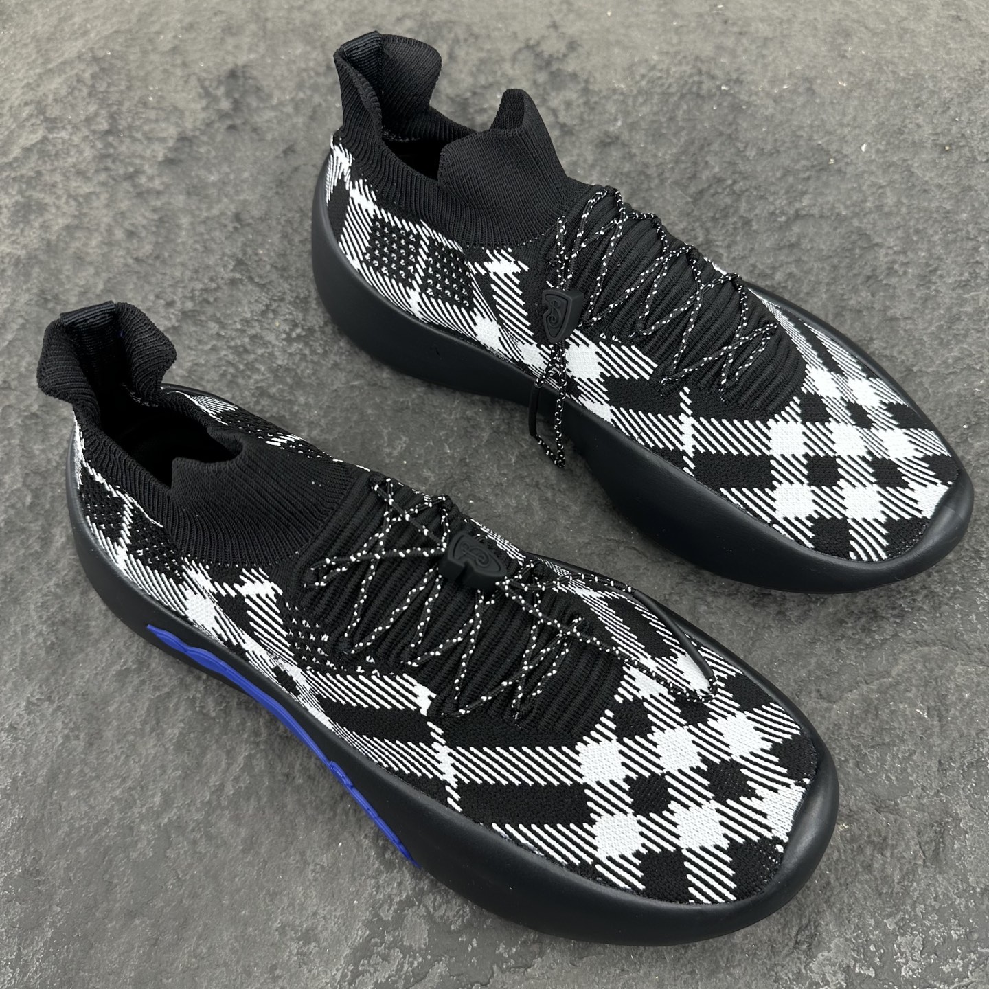 BURBERRY Check Knit Neptune Plaid Knit Sneakers