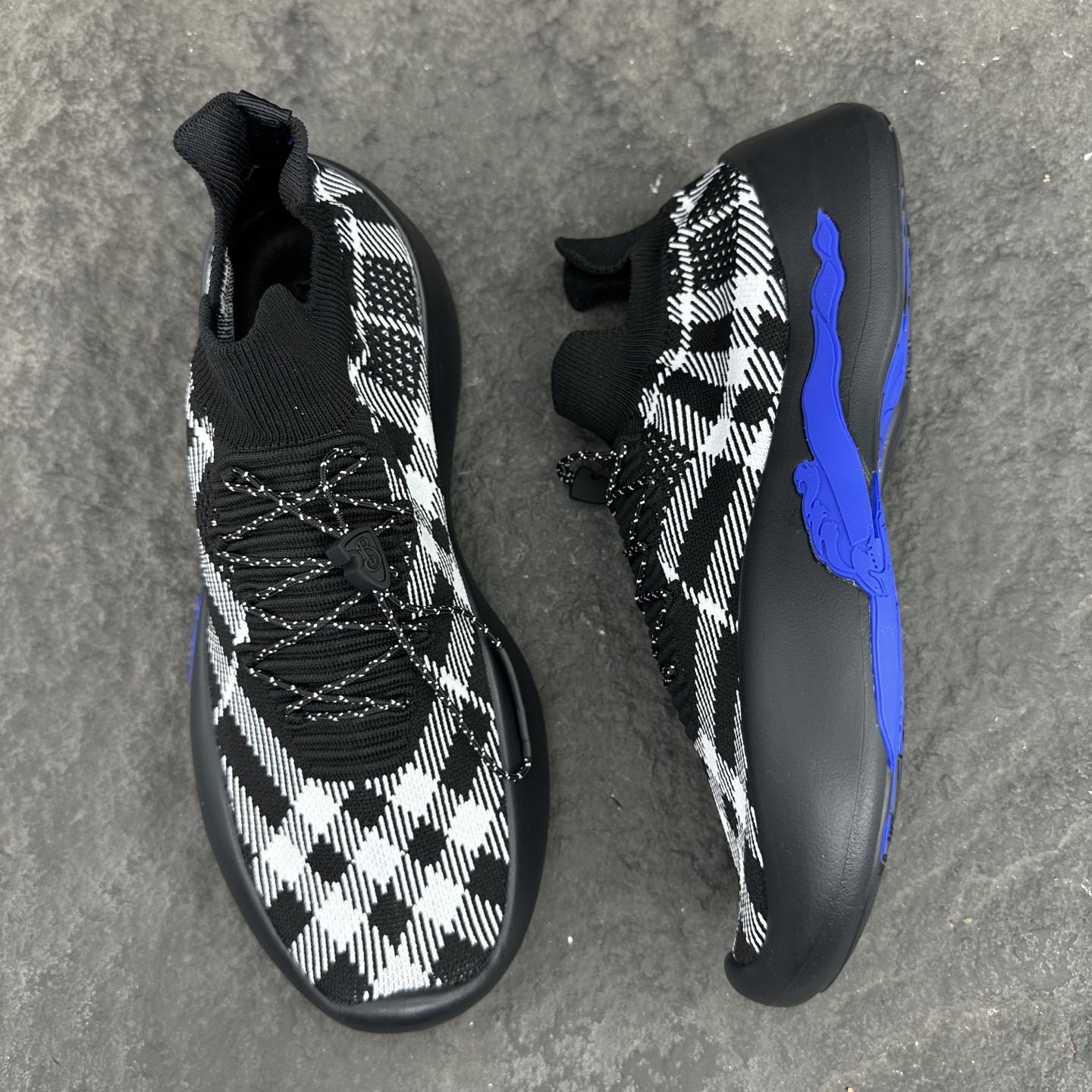 BURBERRY Check Knit Neptune Plaid Knit Sneakers