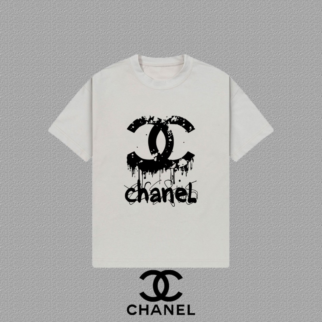 Chanel 2025FW Double C Print - Heavyweight Cotton Short-Sleeve