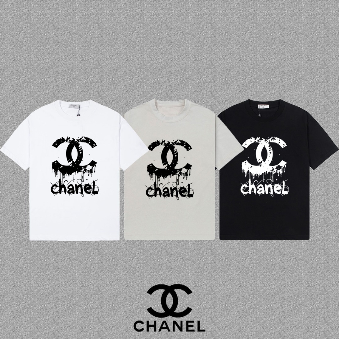 Chanel 2025FW Double C Print - Heavyweight Cotton Short-Sleeve