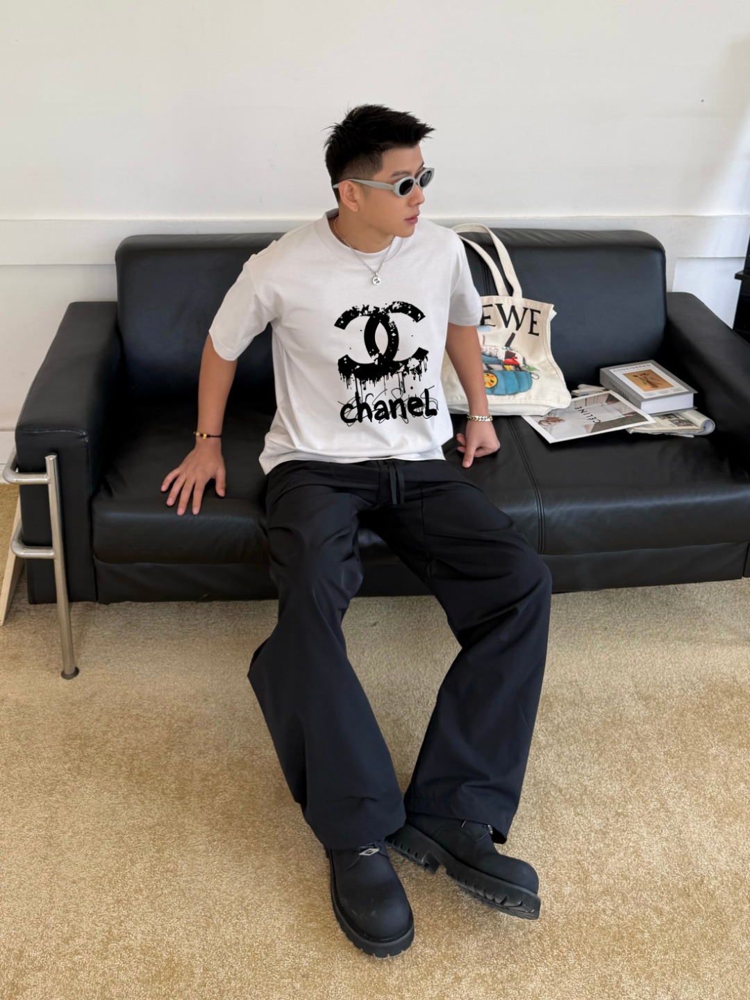 Chanel 2025FW Double C Print - Heavyweight Cotton Short-Sleeve