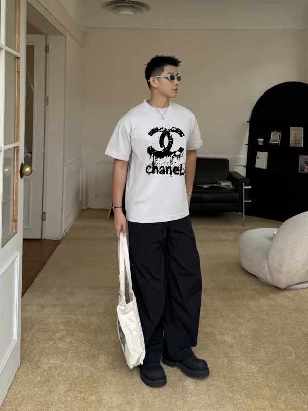 Chanel 2025FW Double C Print - Heavyweight Cotton Short-Sleeve