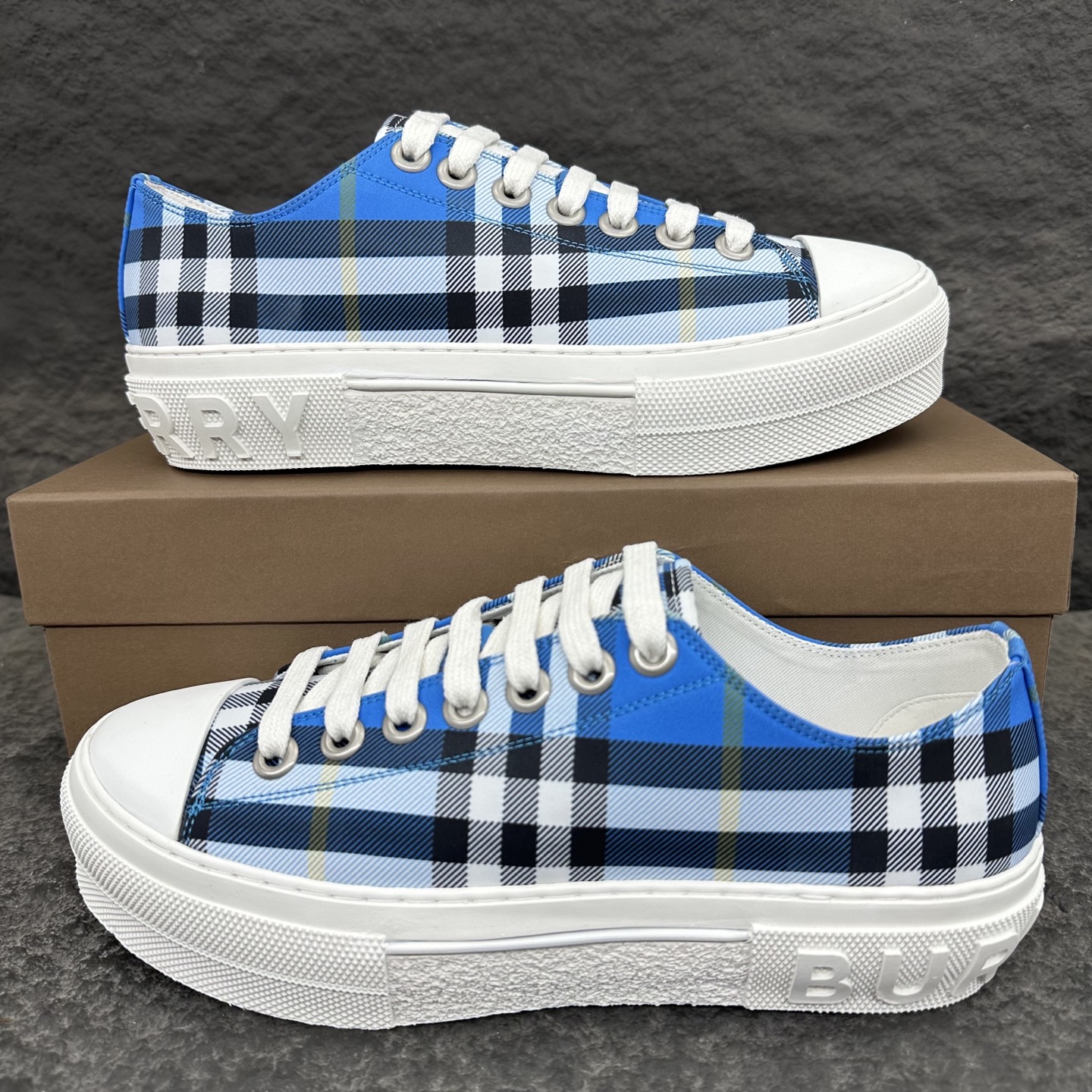 Burberry Check Platform Canvas Sneakers