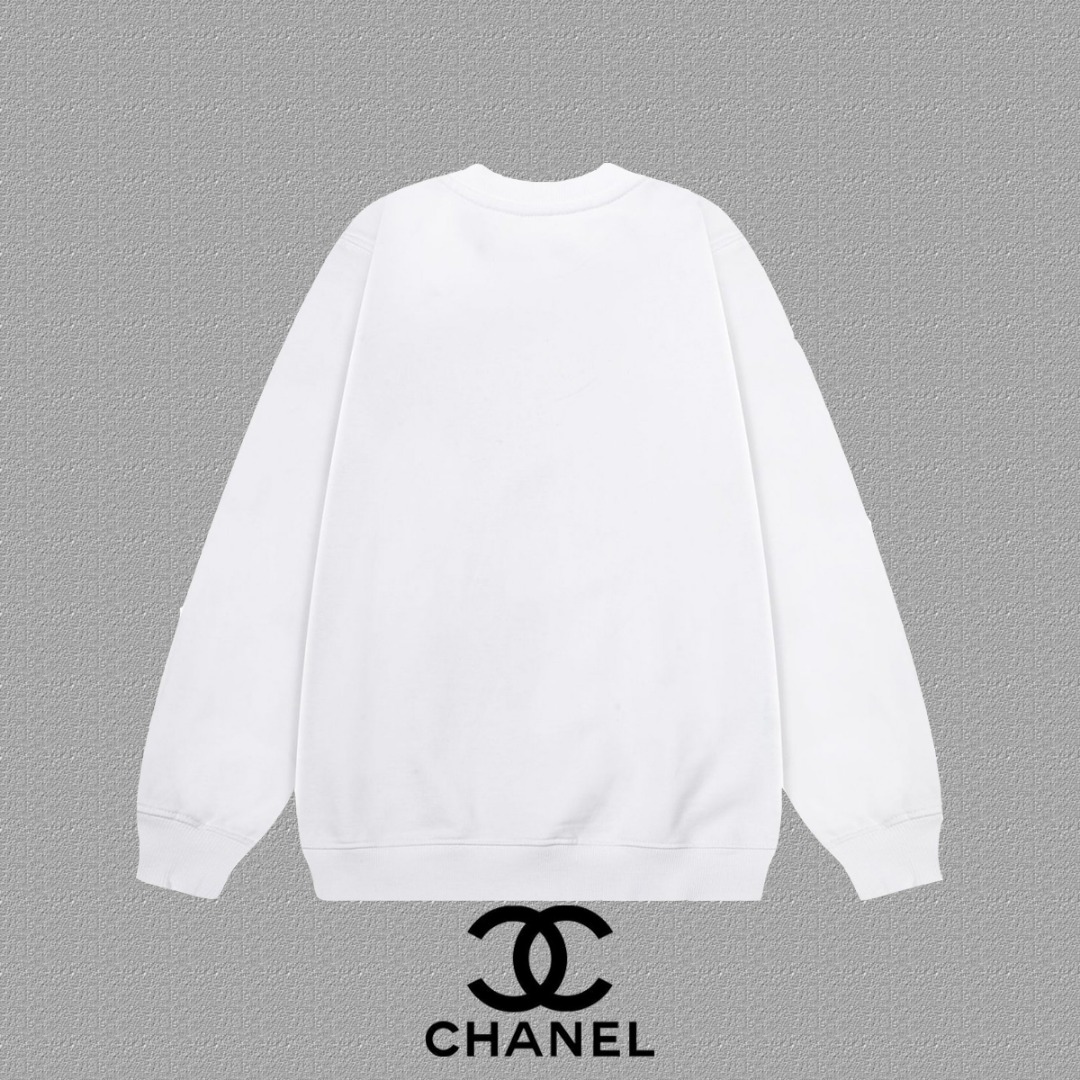 Chanel 2025AW Double C Print - Cotton Terry Crew Neck Hoodie
