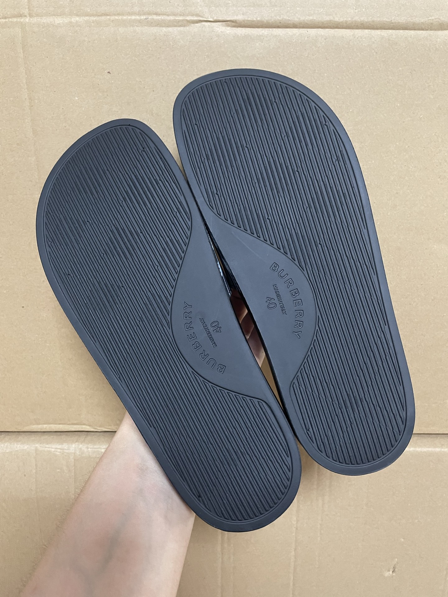 Burberry Black and White Check Comfort Non-Slip Slide Sandals